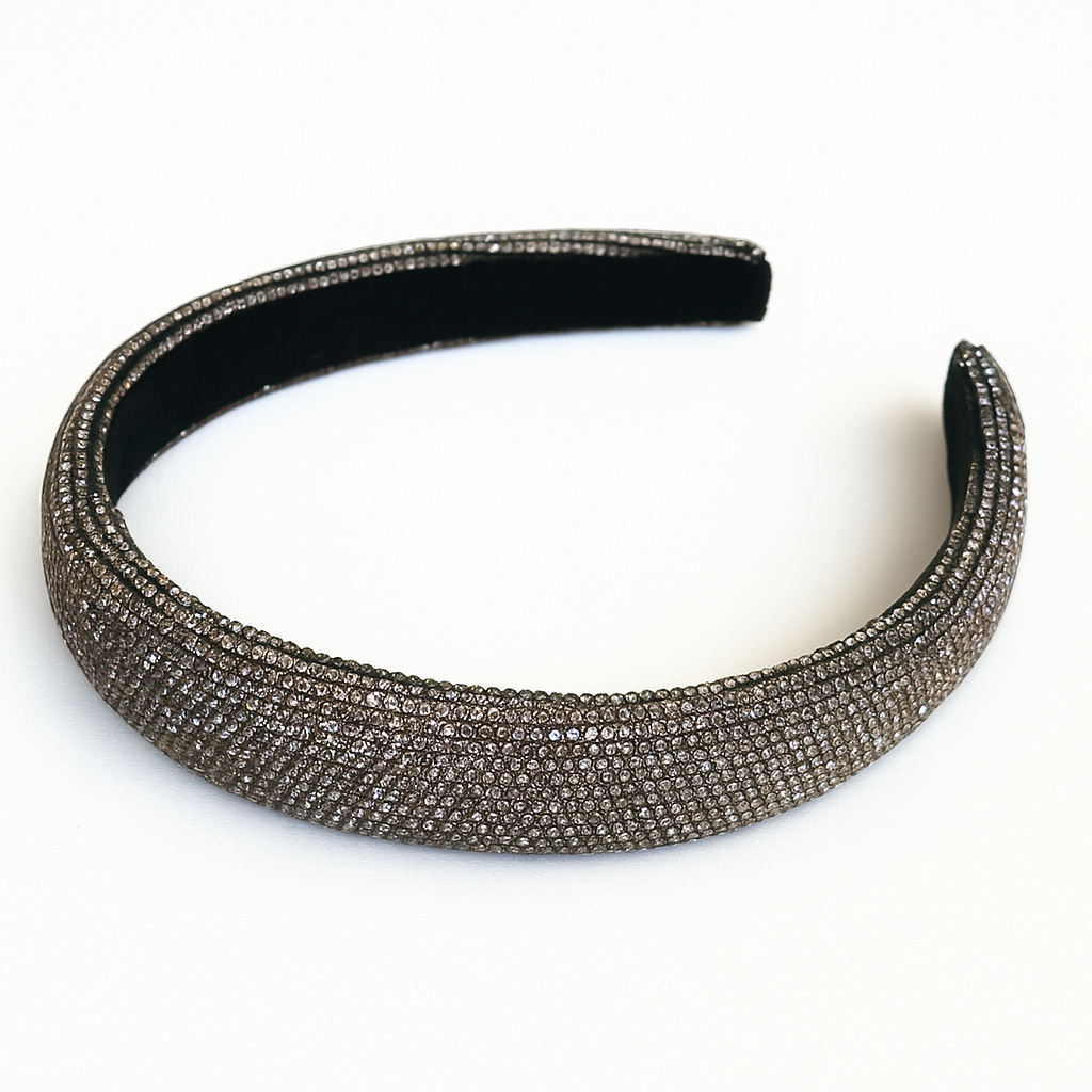 Rhinestone Crystal Padded Headband – Bronze (1 inch)