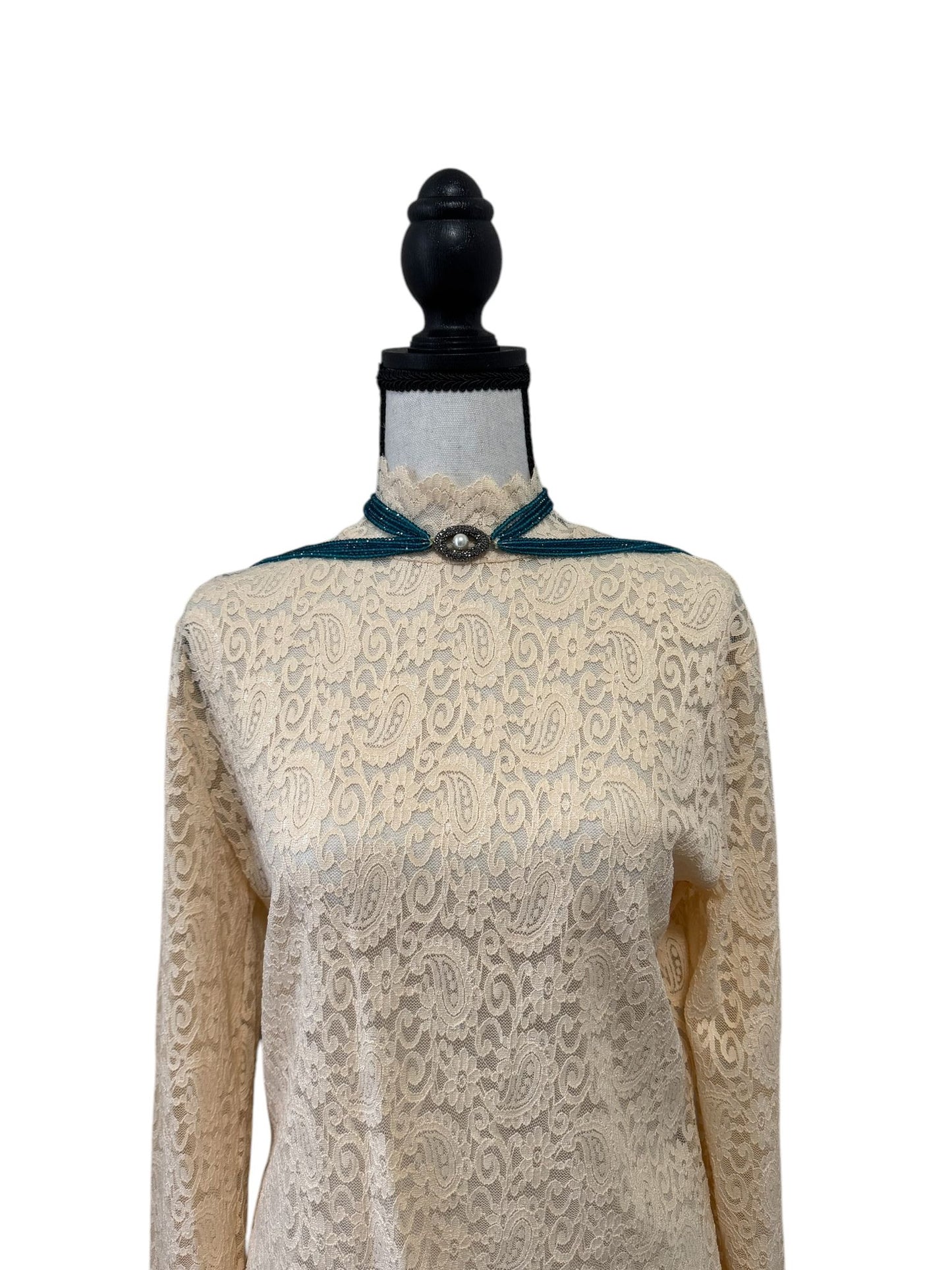 Crystal Scarf Teel and Topaz Multiway Drape Style Statement Necklace