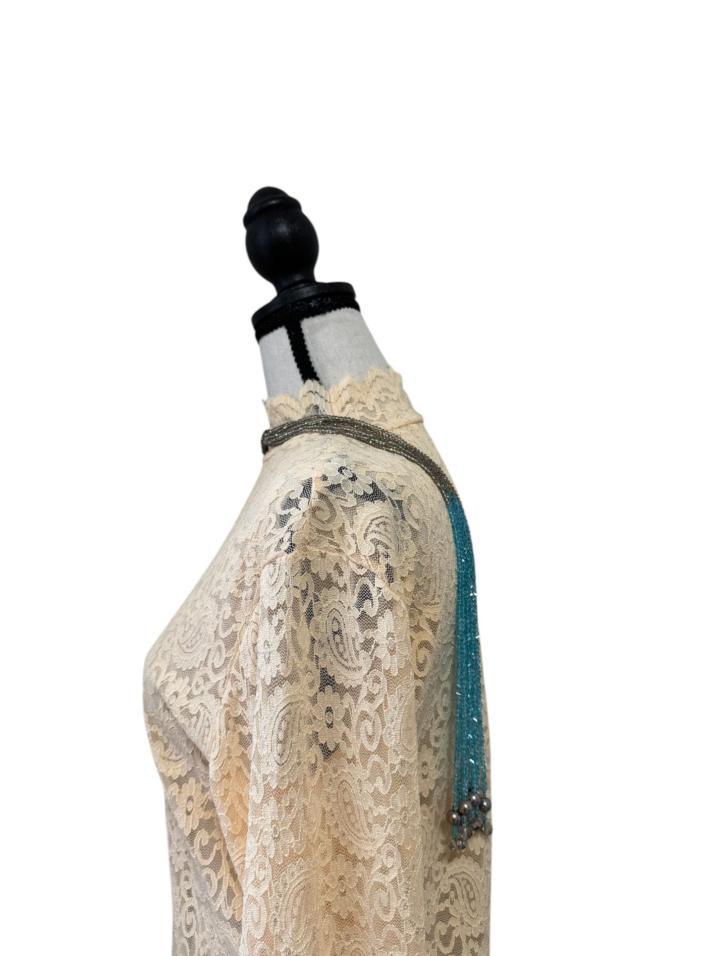 Crystal Scarf Smoky and Sky Blue Multiway Drape Style Statement Necklace