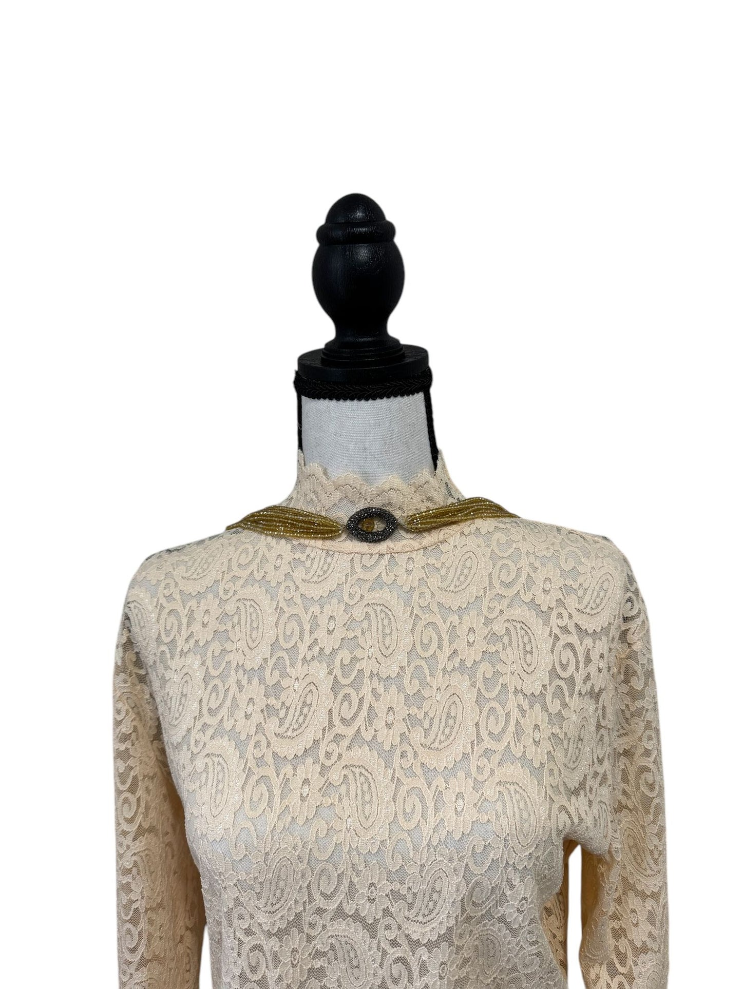 Crystal Scarf Black and Beige Multiway Drape Style Statement Necklace,