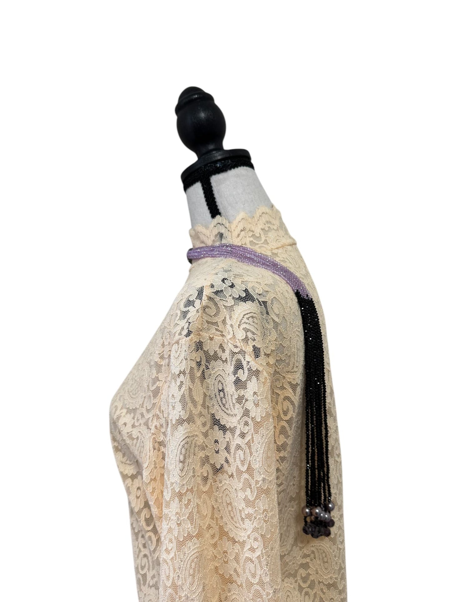 Crystal Scarf Lilac and Black Multiway Drape Style Statement Necklace