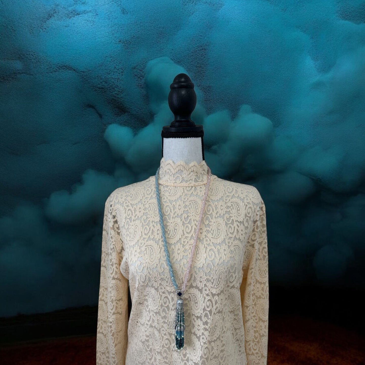 Crystal Hand Twisted Necklace with Zircon Dome Tassel