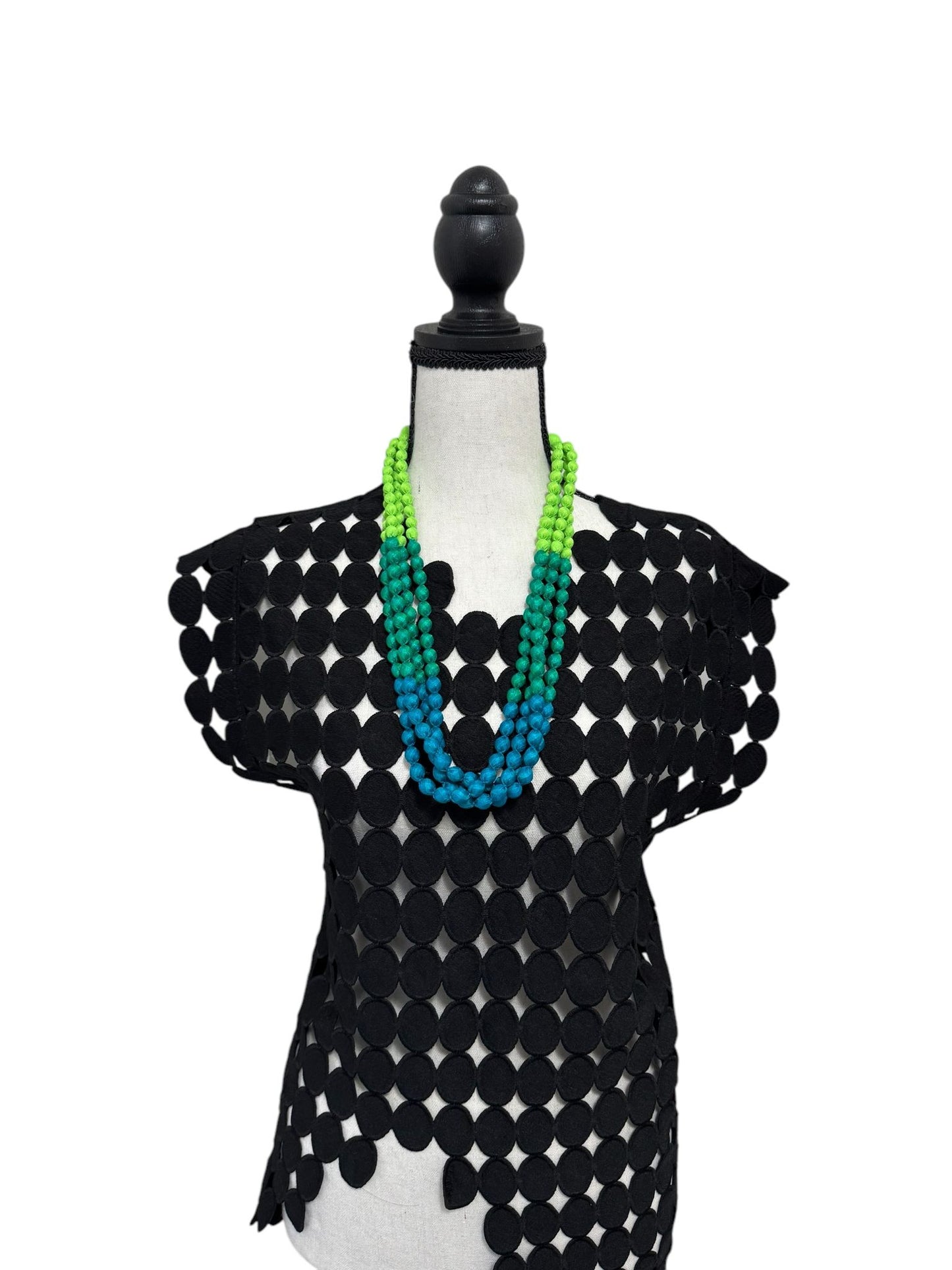 Silk Textile 4 Layer All Shades of Green Necklace