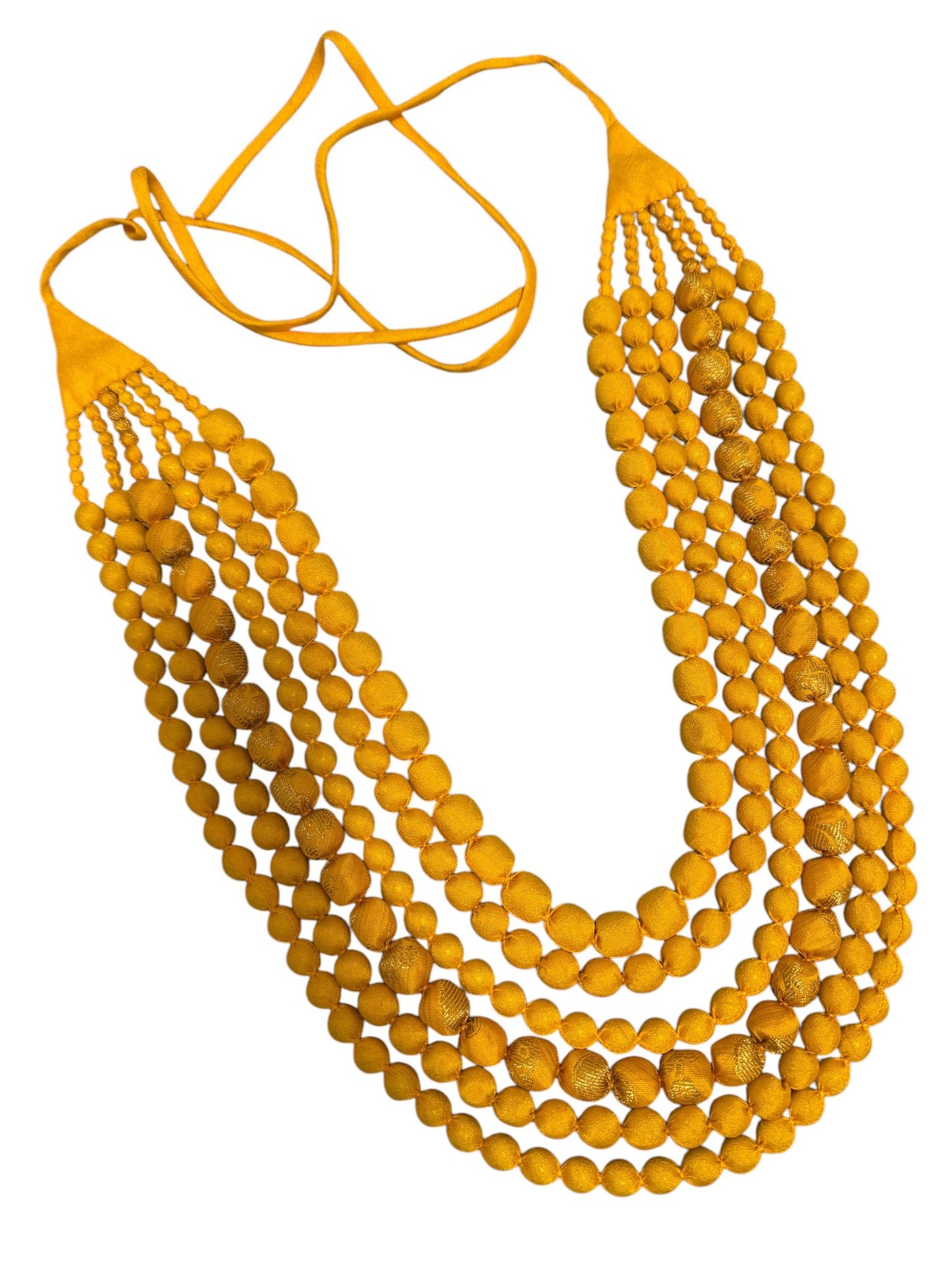Jamawar Silk Textile 6 Layer Adjustable Tie-Up Necklace