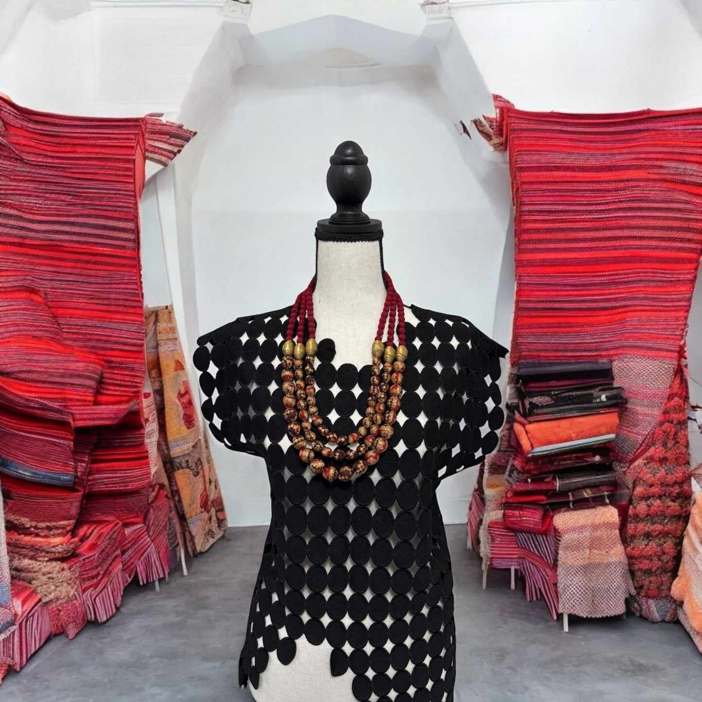Jamawar Tissue Silk Textile 3 Layer Necklace