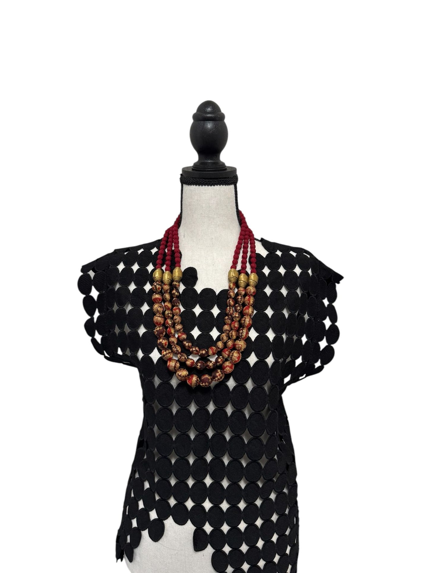 Jamawar Tissue Silk Textile 3 Layer Necklace