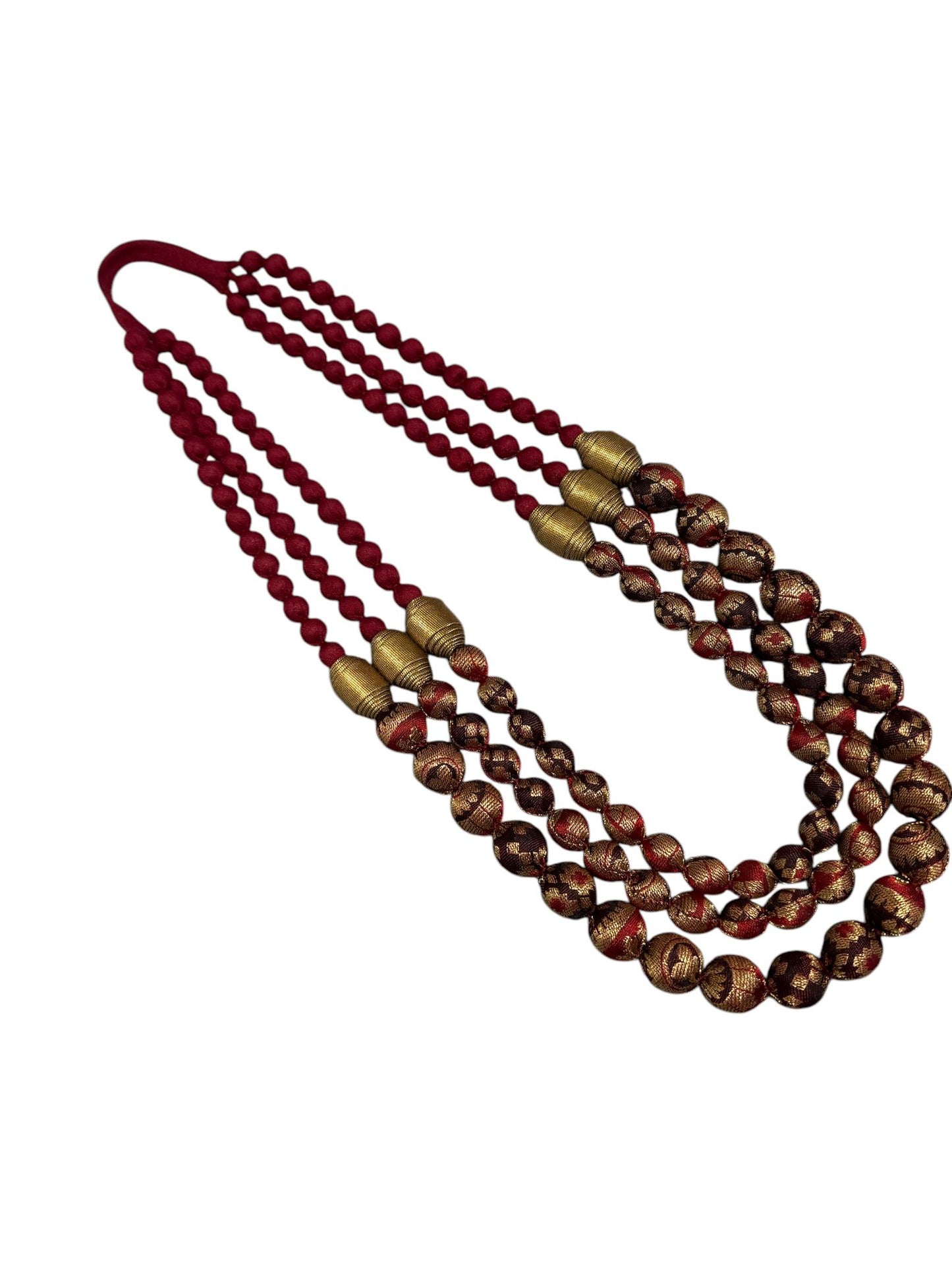 Jamawar Tissue Silk Textile 3 Layer Necklace