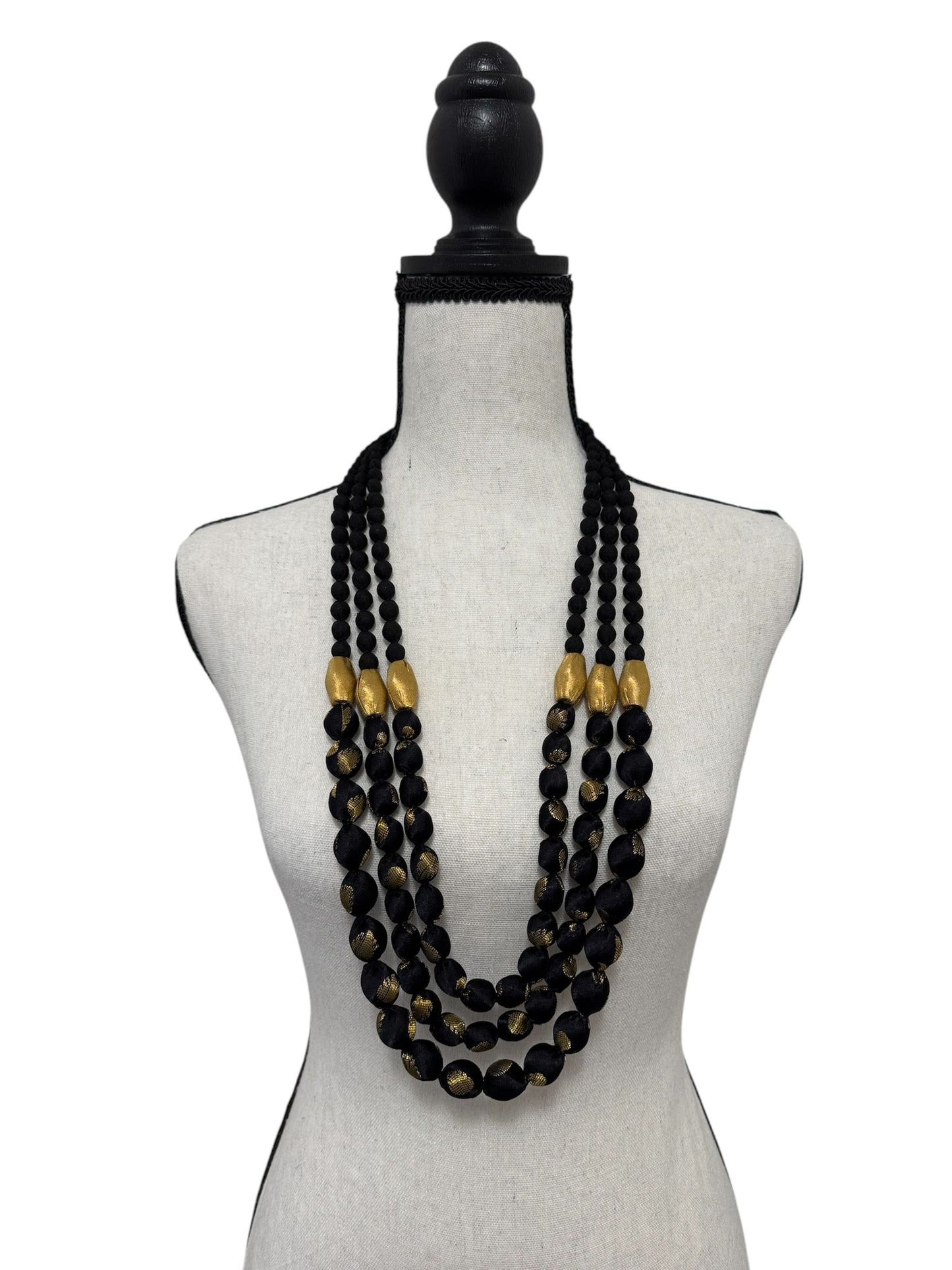 Jamawar Tissue Silk Textile 3 Layer Necklace