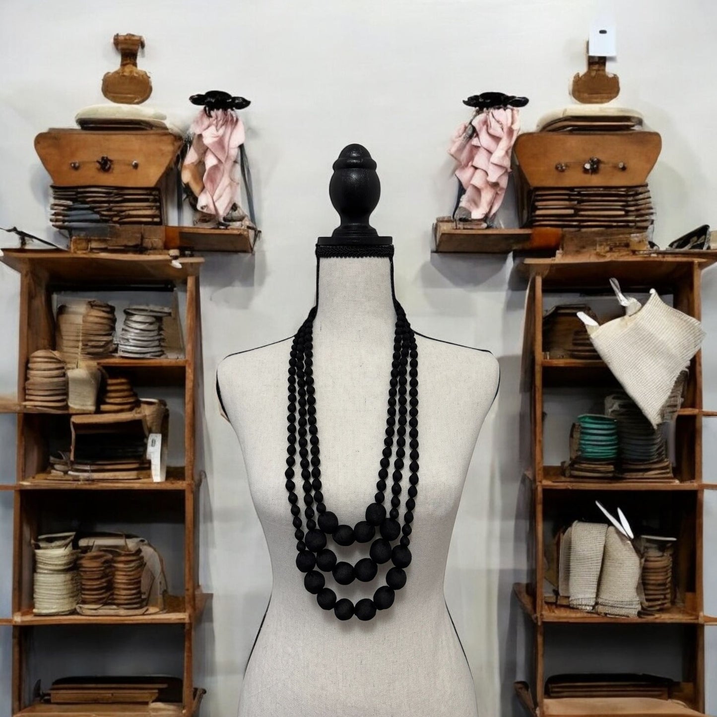 Silk Textile 3 Layer Necklace