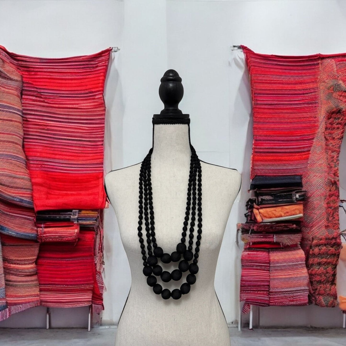 Silk Textile 3 Layer Necklace