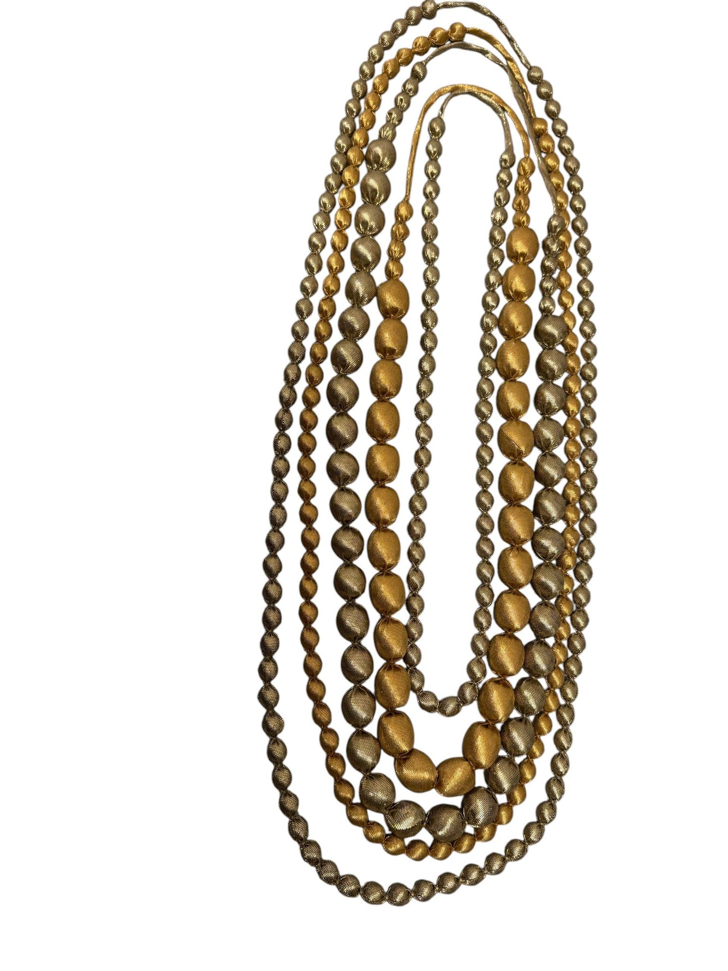 Tissue Silk Textile 5 Individual Lines Grouped Necklace