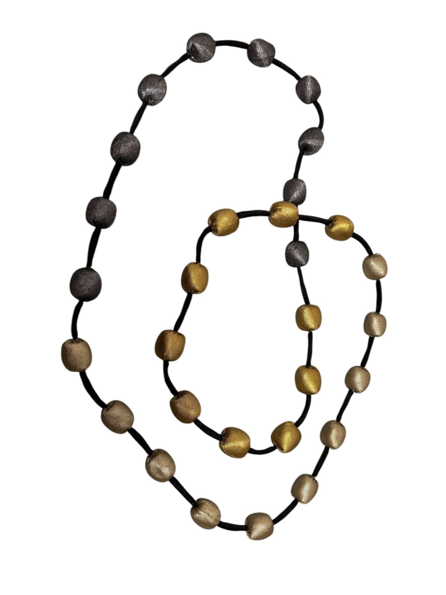 Tissue Silk Textile Extra Long Cord And Bead Necklace