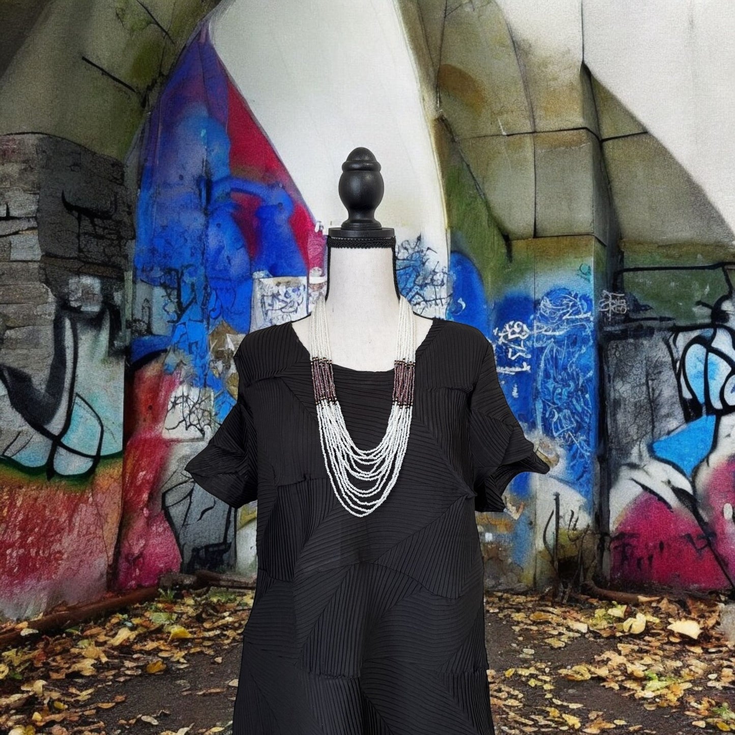 Layered White Crystal 12 Line Long Necklace Purple