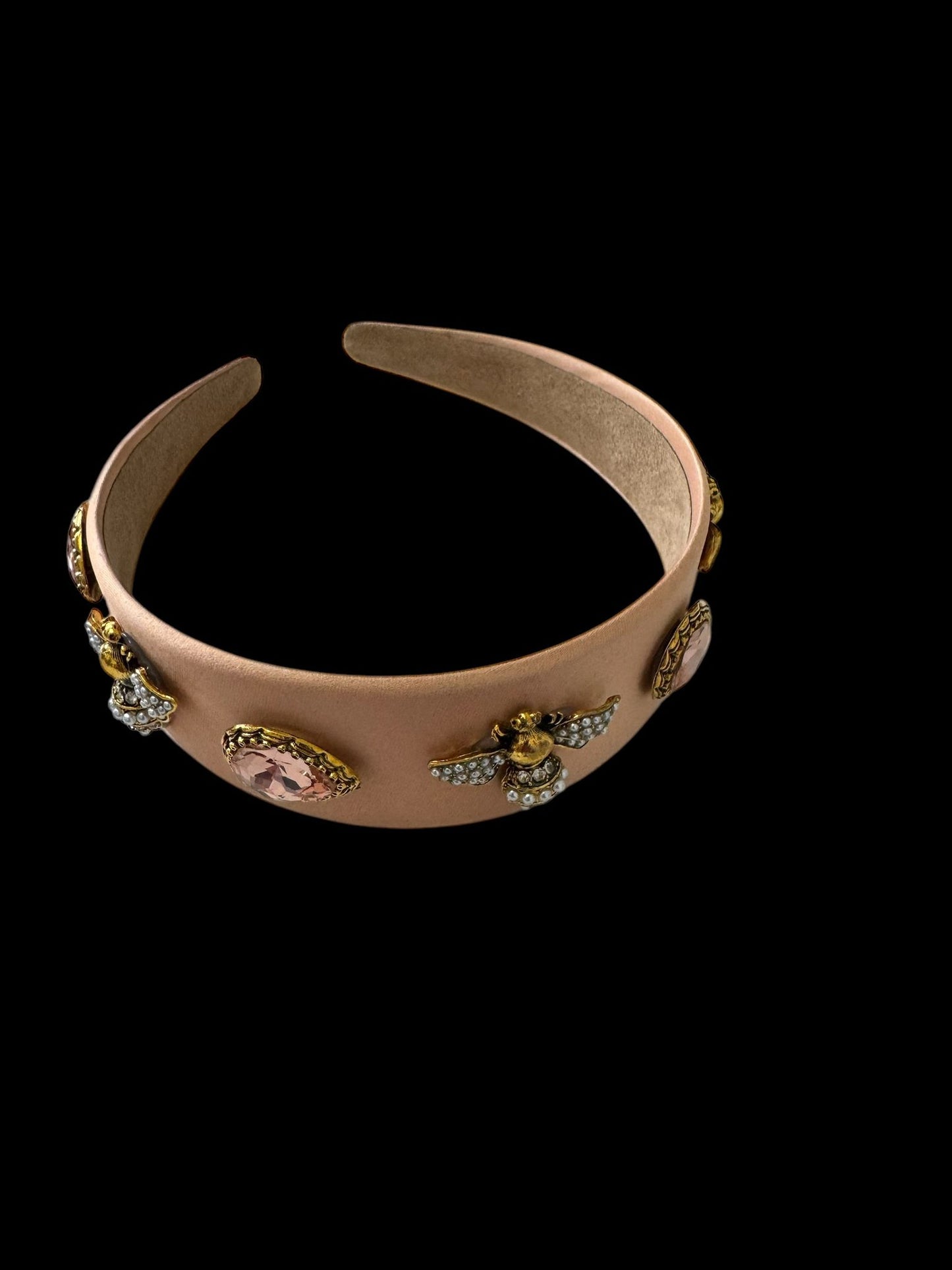 Quilted Almond and Bee Silk Ornamental Headband Orange