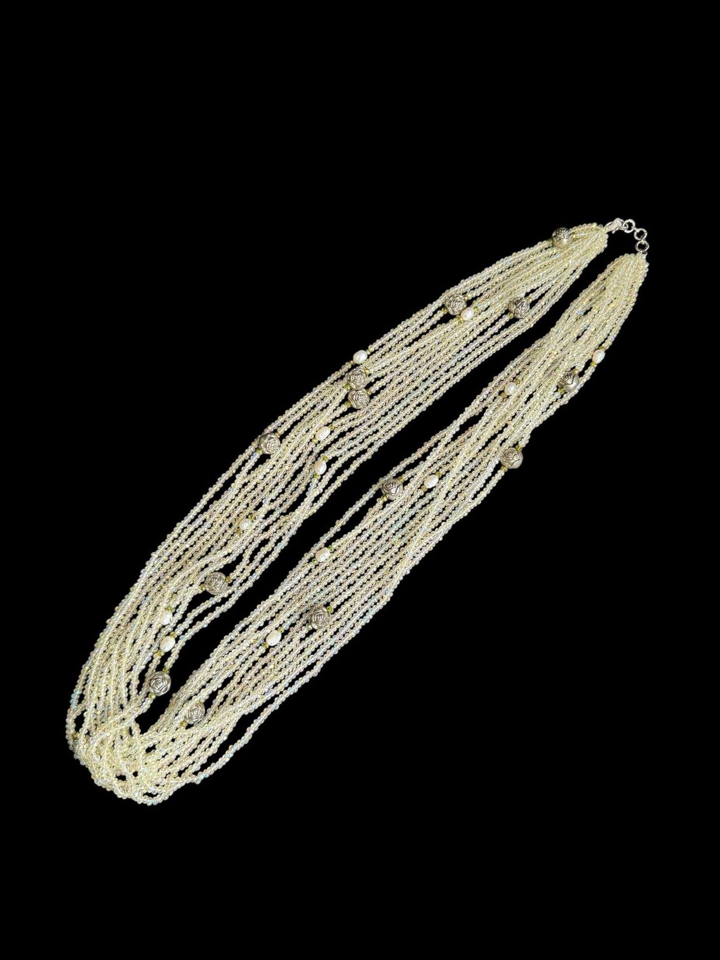 13 Line Dual-Tone Crystal Necklace in Color Yellow & White