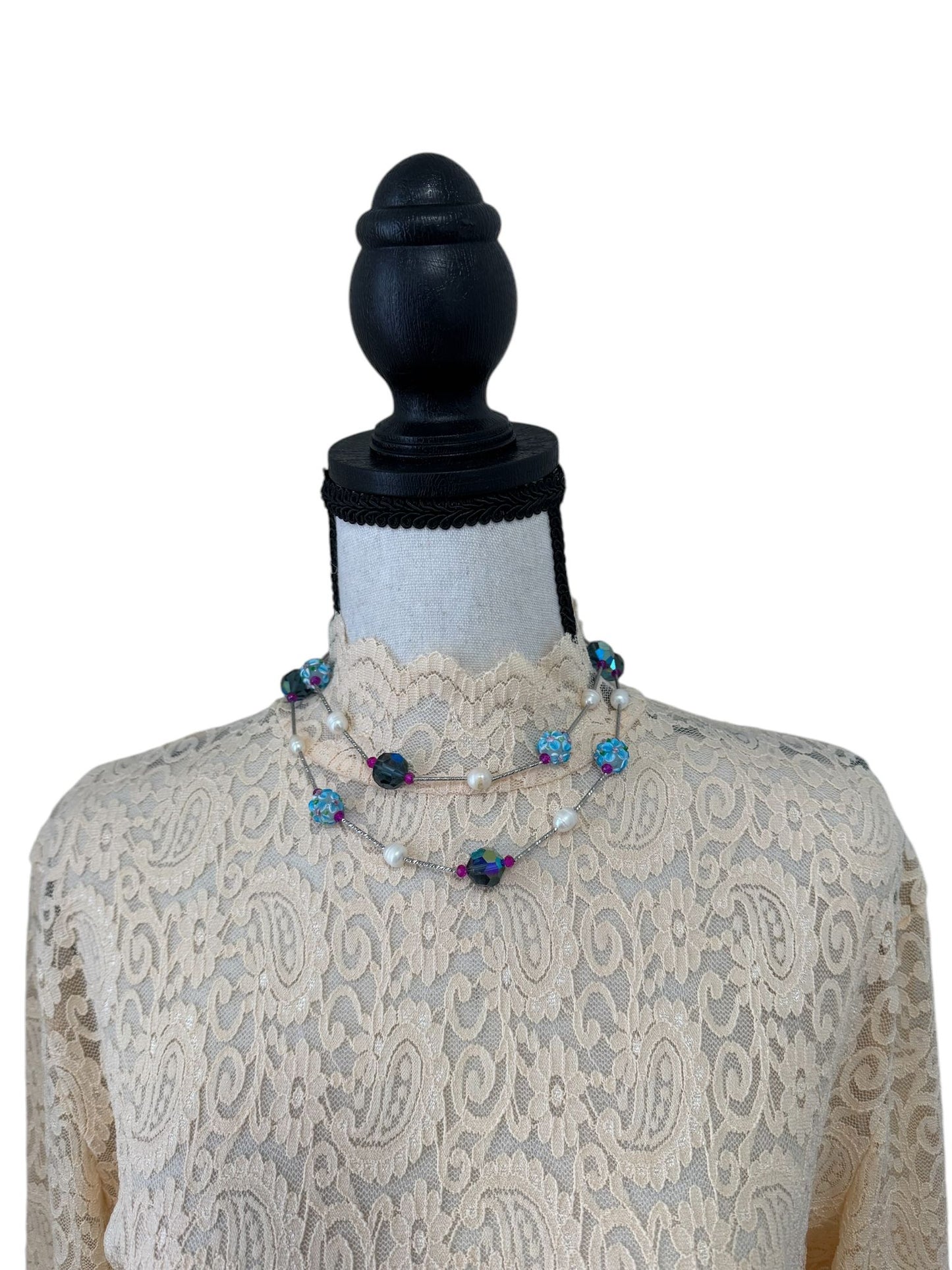 Fresh Water Pearl Swarovski Beads Japanese Carved Glass Bead