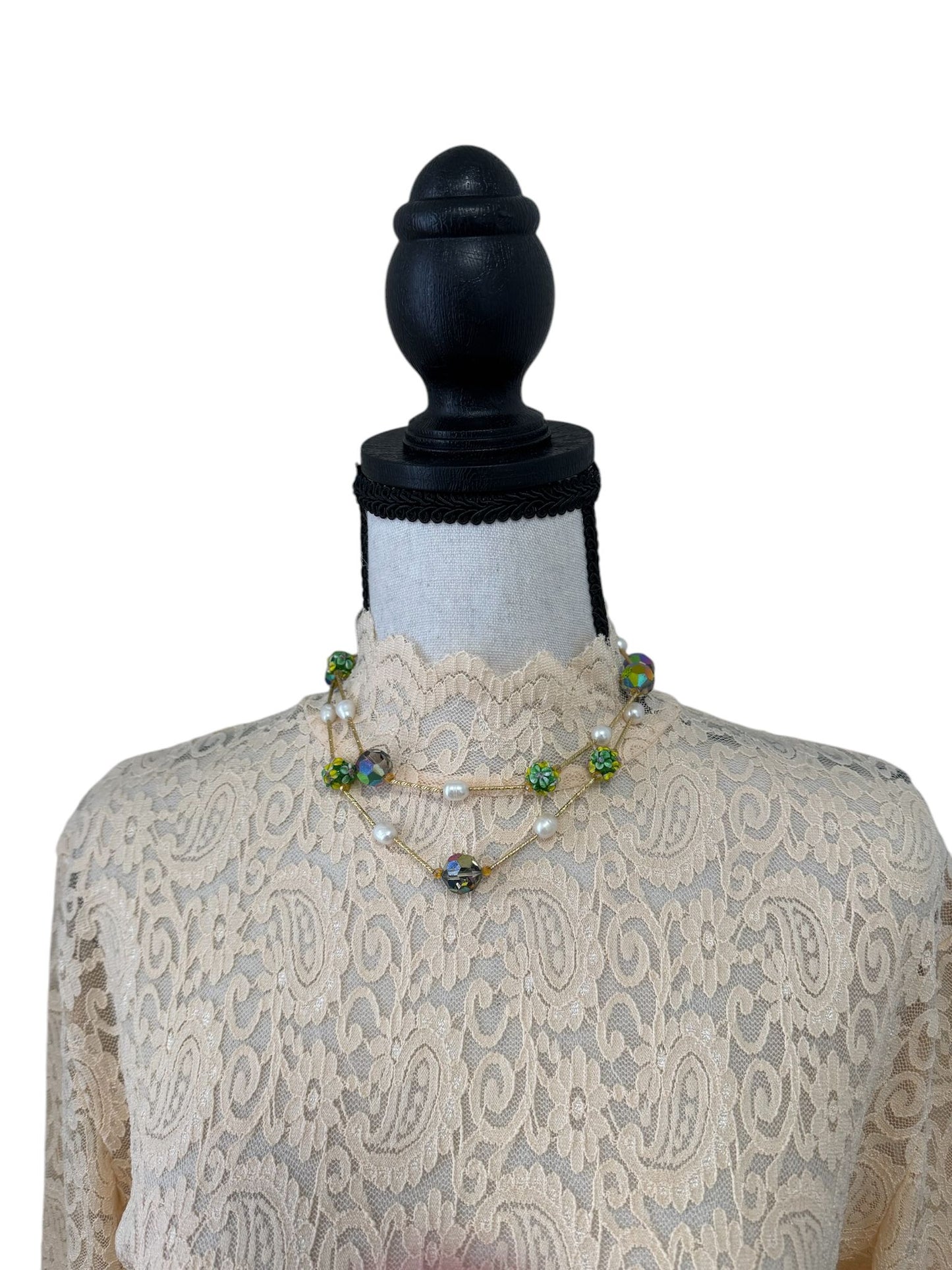 Fresh Water Pearl Swarovski Beads Japanese Carved Glass Bead