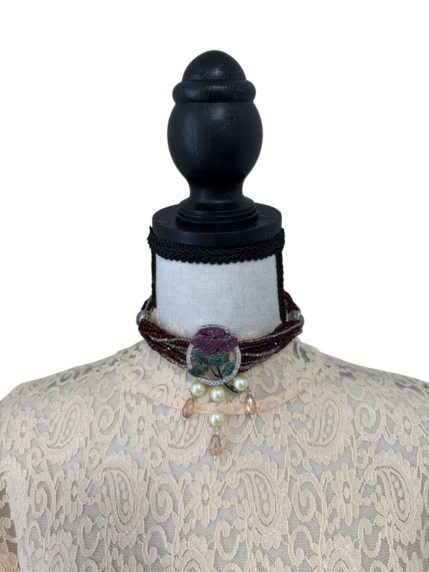 Crystal Chocker with Zircon Pendant