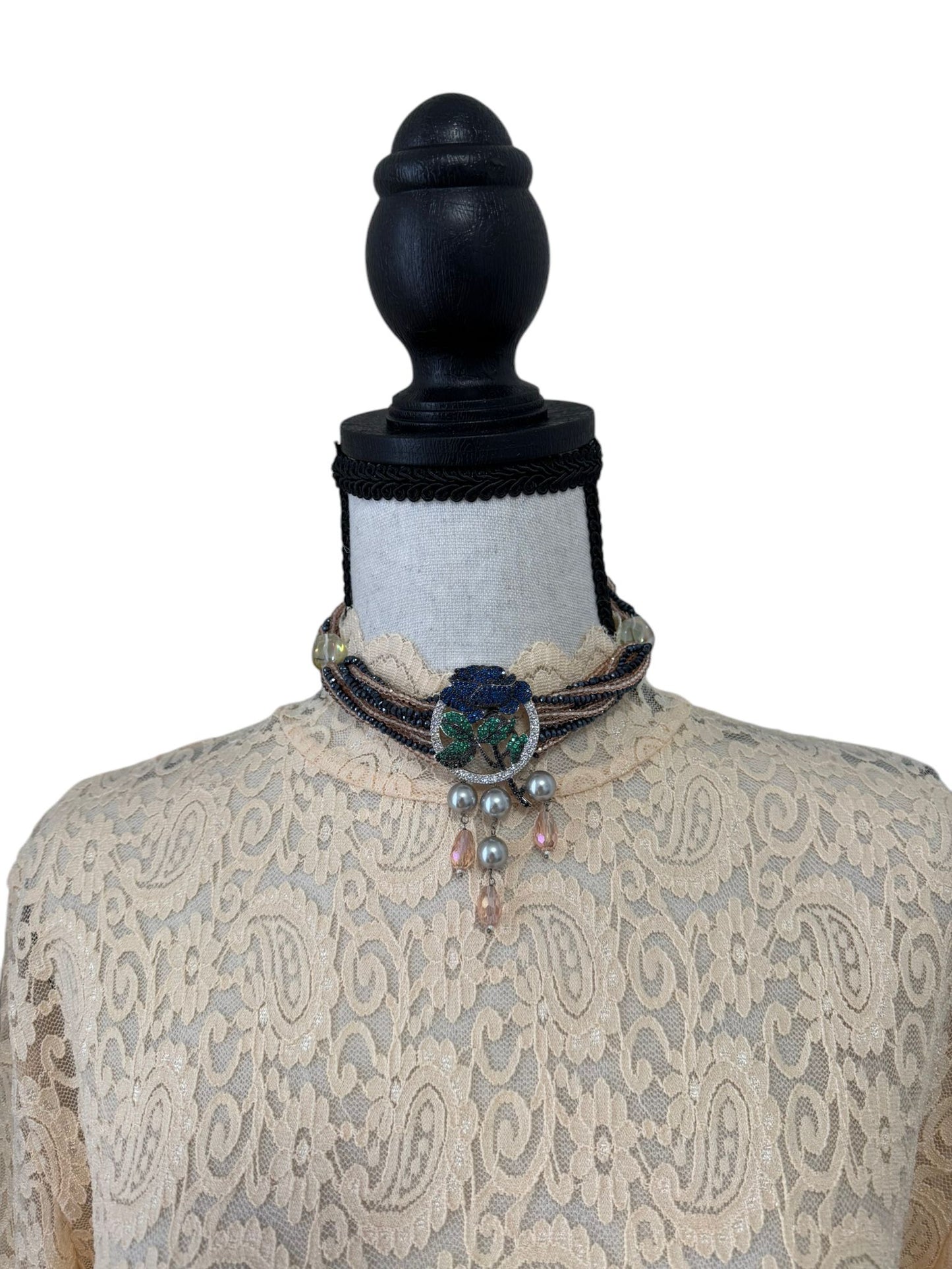 Crystal Chocker with Zircon Pendant