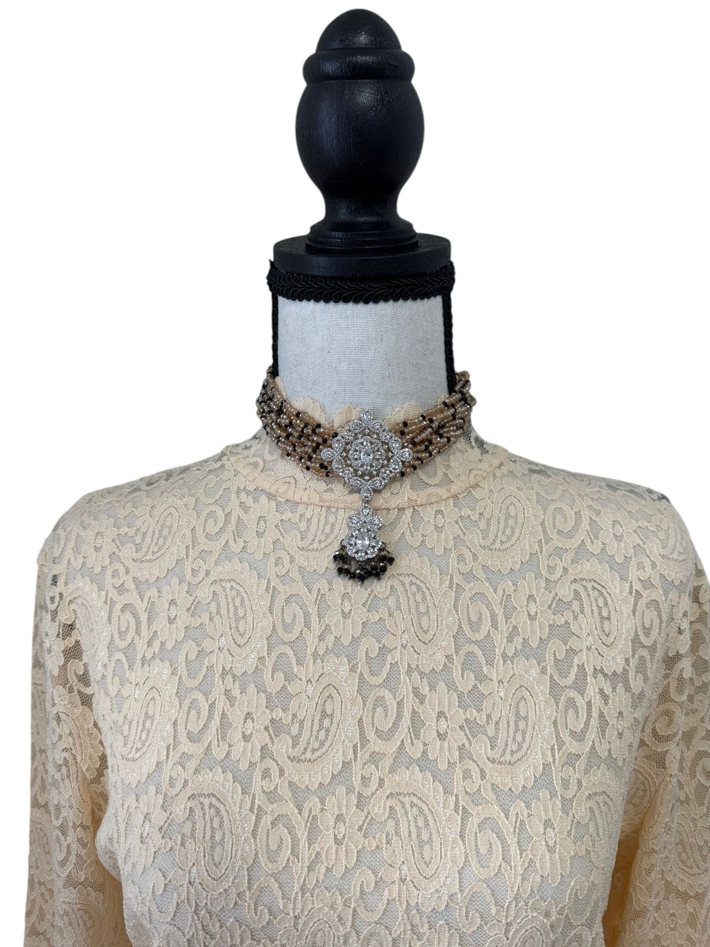 Crystal Chocker with Zircon Pendant