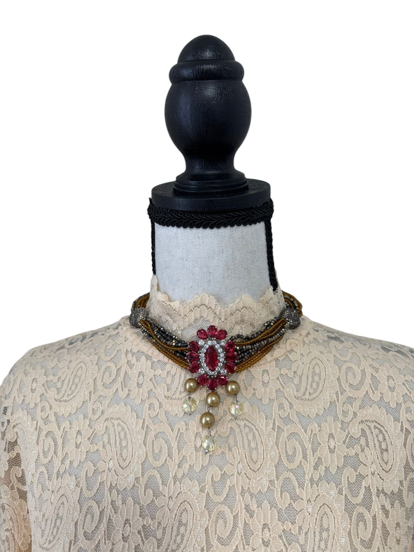 Crystal Chocker with Zircon Pendant