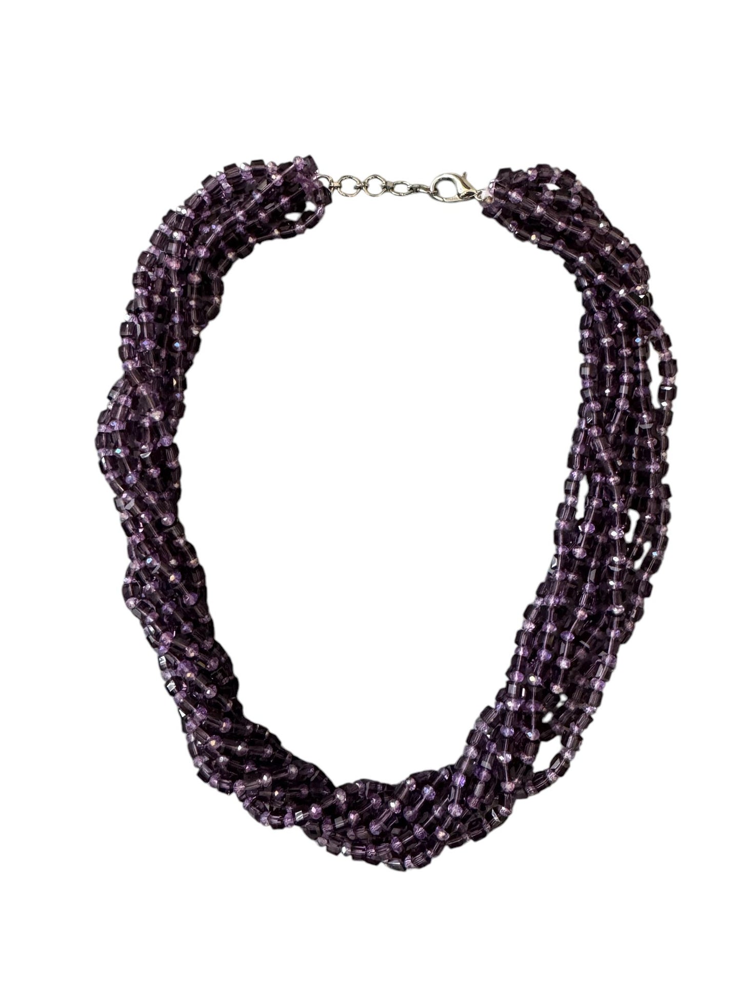 Square Crystal 8 Line Cluster Short Round the Neck Necklace