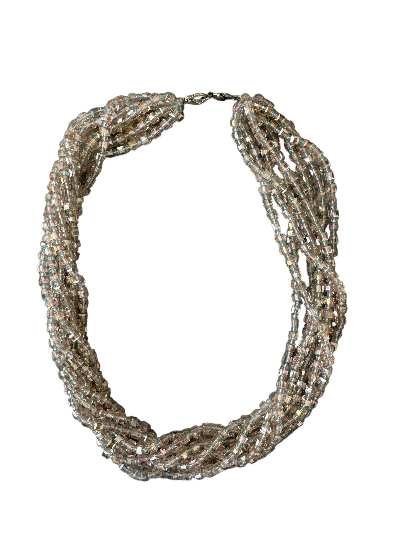 Square Crystal 8 Line Cluster Short Round the Neck Necklace