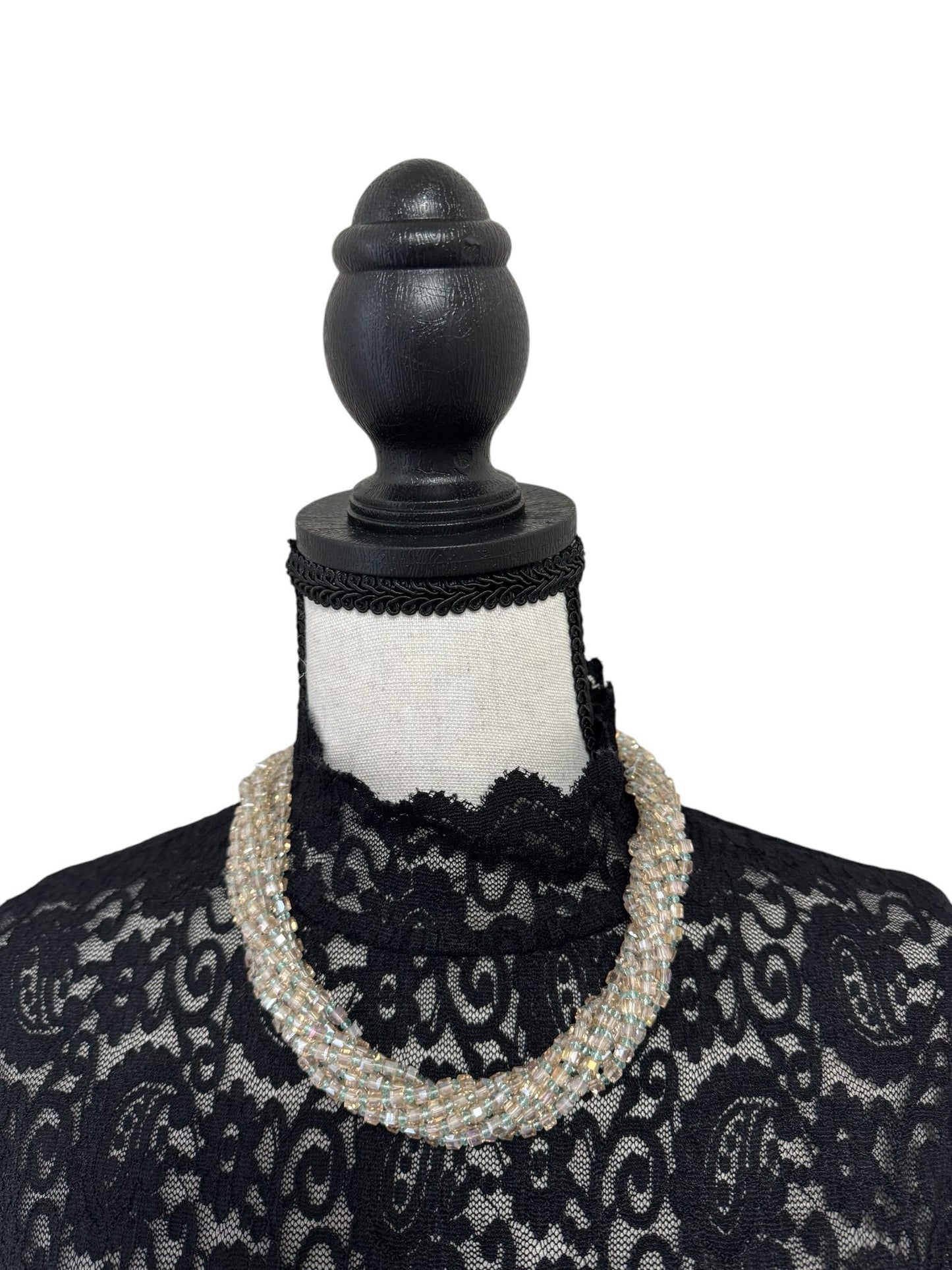 Square Crystal 8 Line Cluster Short Round the Neck Necklace