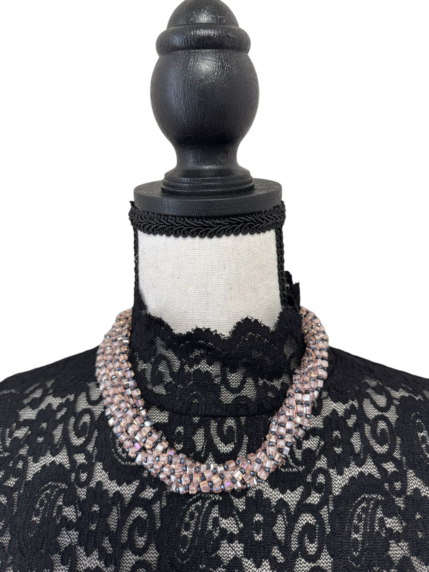 Square Crystal 8 Line Cluster Short Round the Neck Necklace