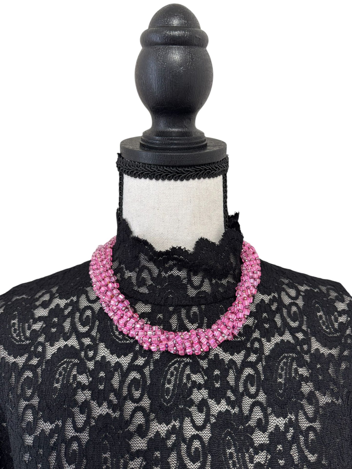 Square Crystal 8 Line Cluster Short Round the Neck Necklace