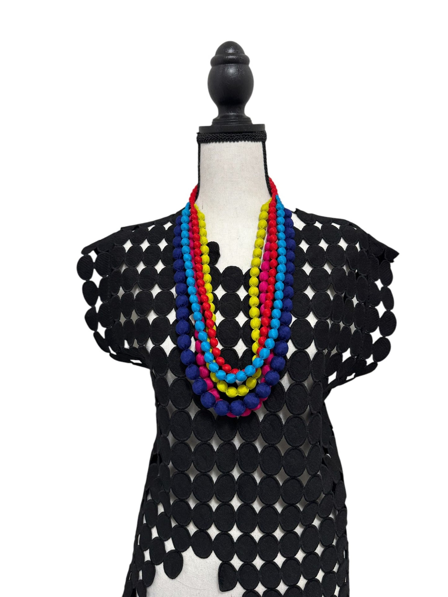 Silk Textile 5 Layer Multicolor Necklace
