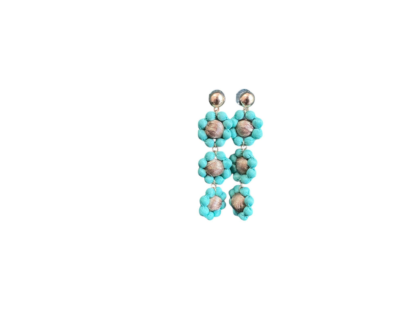 Silk Textile Earring Turquoise Flower