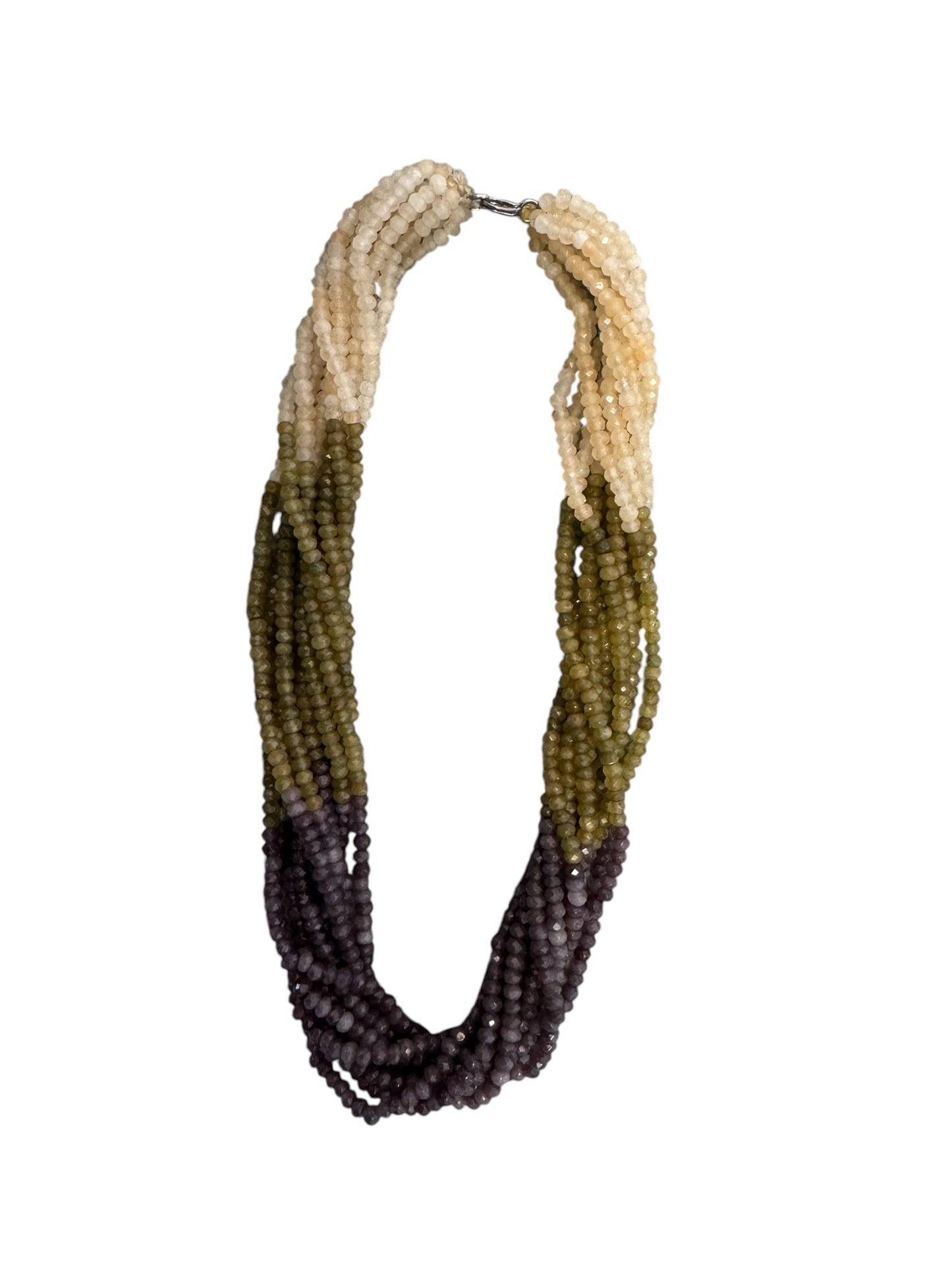 11 Line Multicolor Shaded Glass Bead Necklace Purple