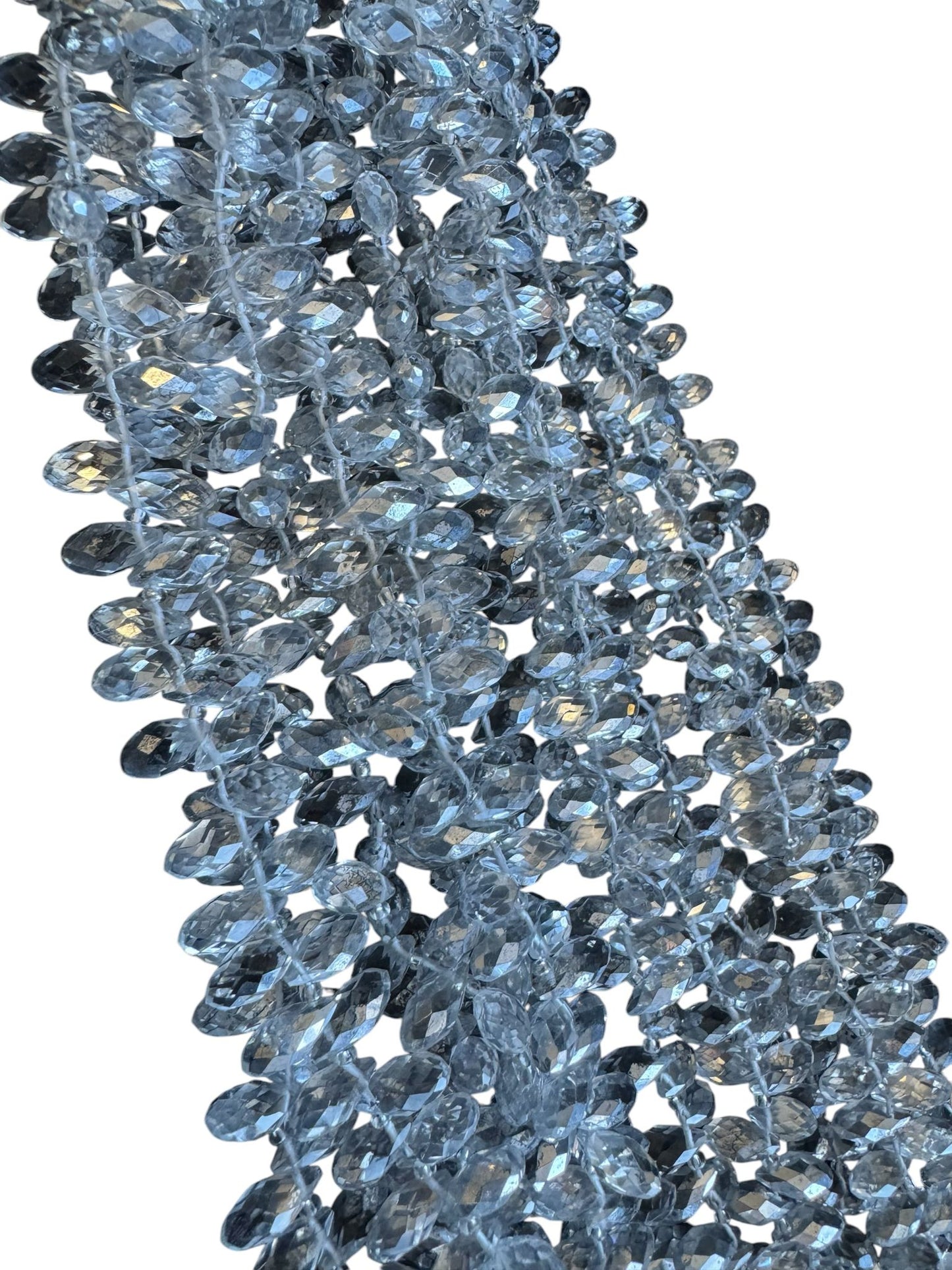 6 Line Bullet Crystal Cluster Necklace Clear and Silver