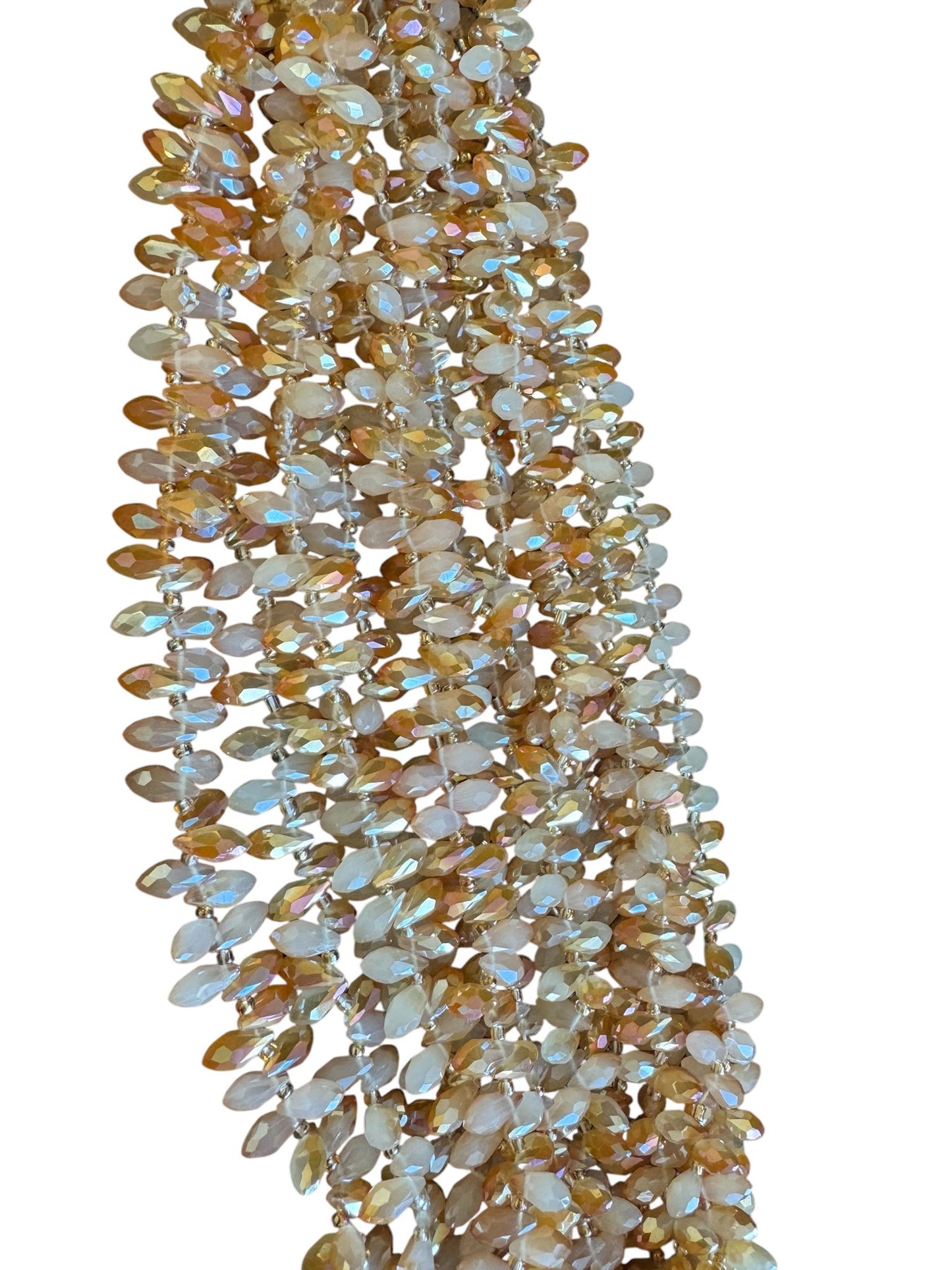 6 Line Bullet Crystal Cluster Necklace Orange