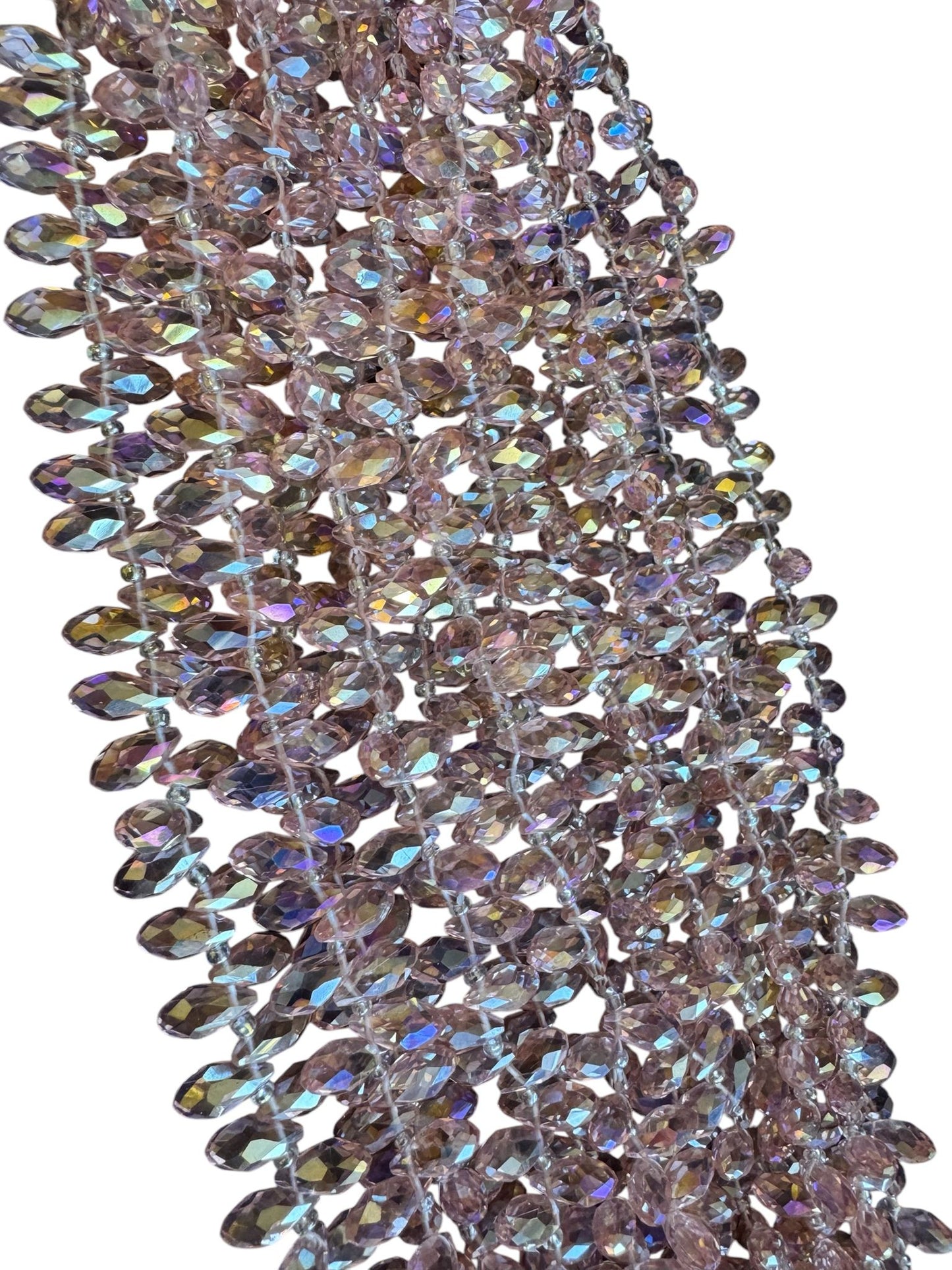 6 Line Bullet Crystal Cluster Necklace Pink