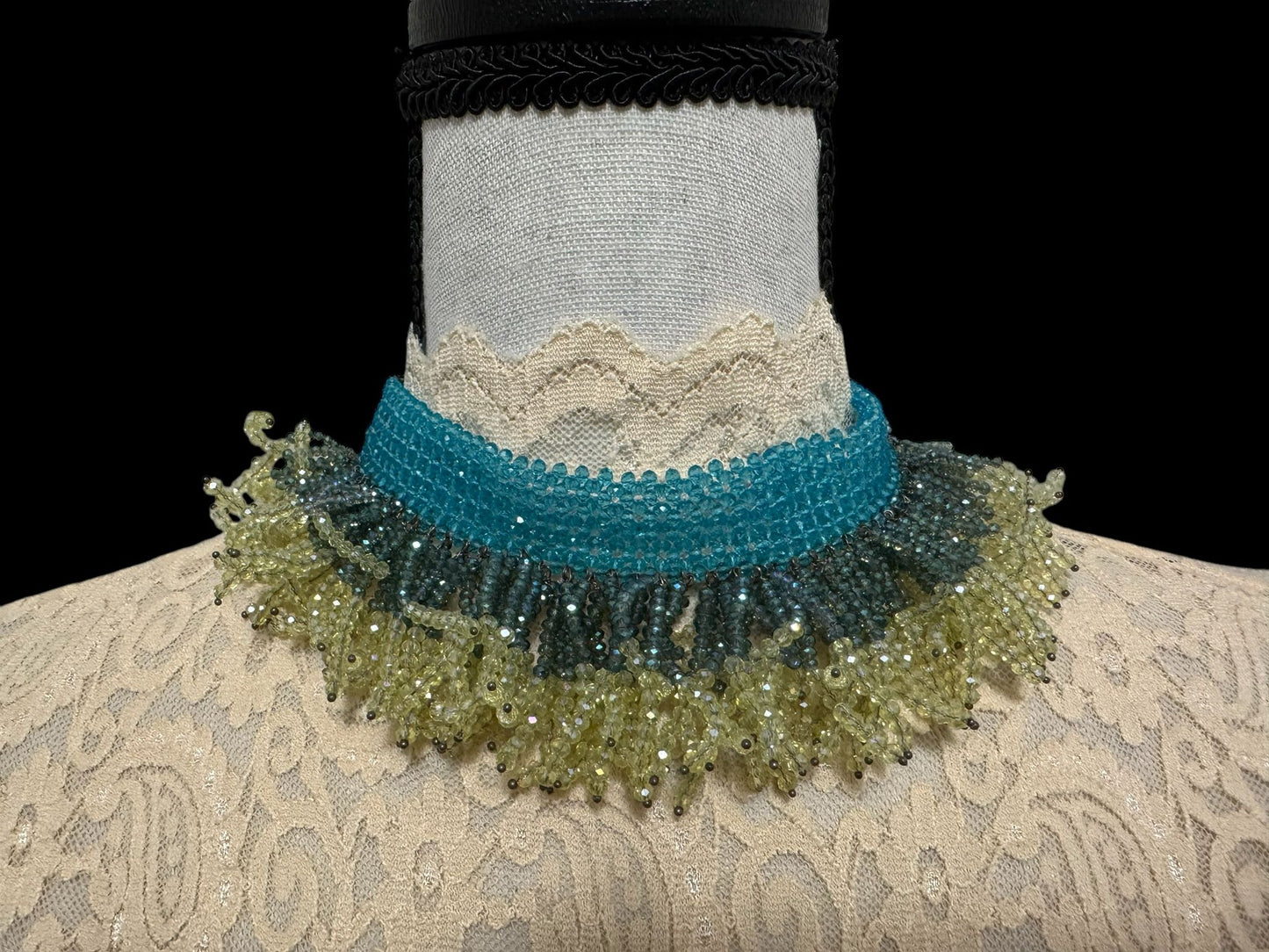 Crystal Woven Choker Green