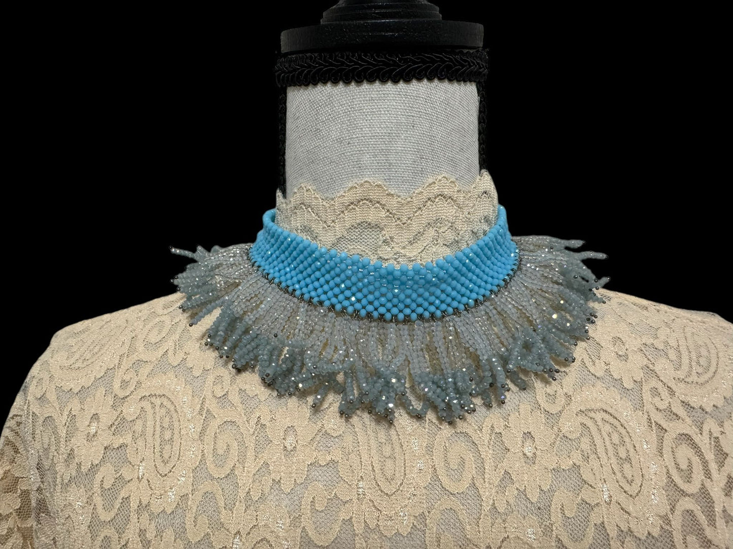 Crystal Woven Choker Blue