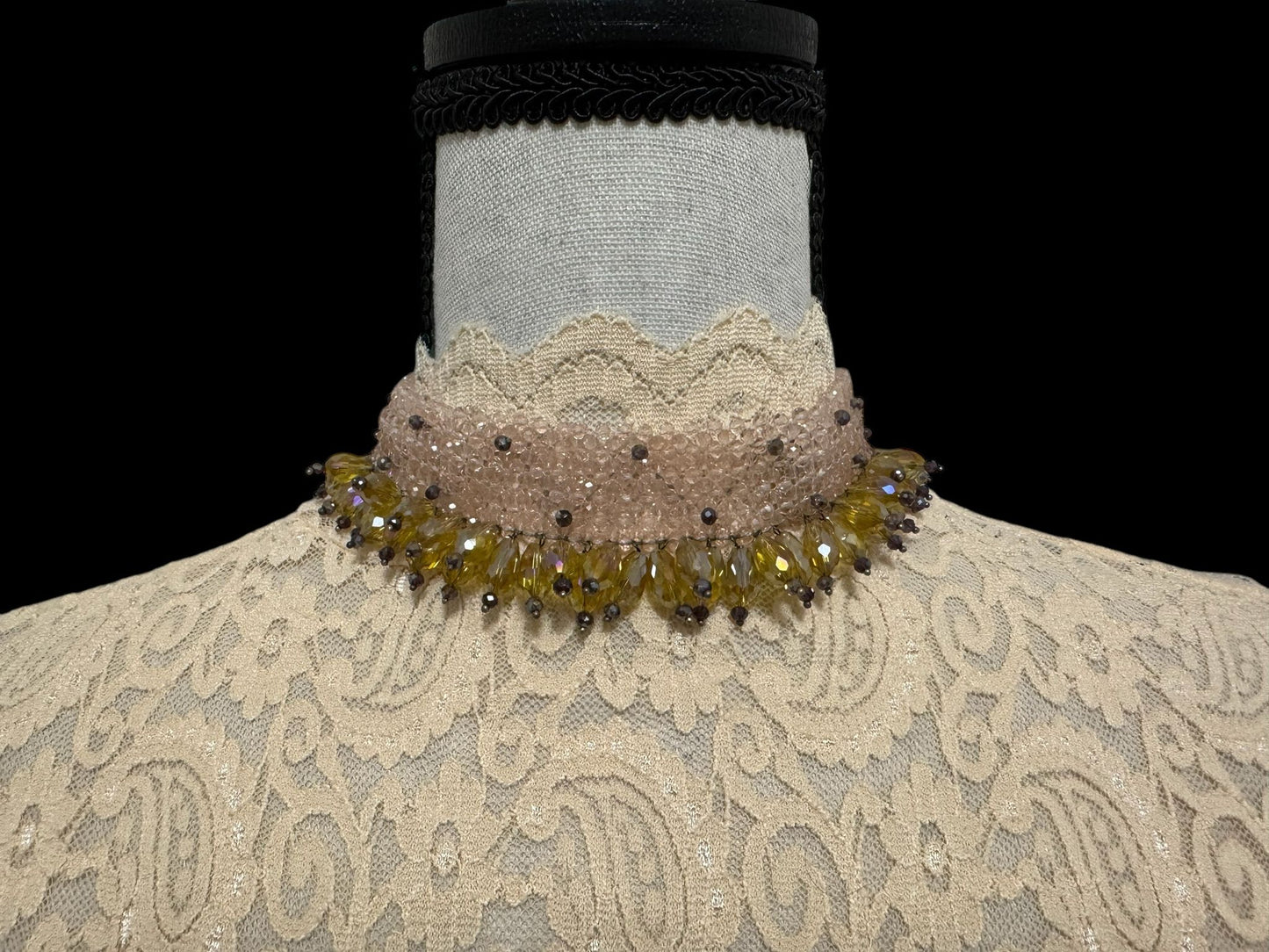 Crystal Woven Choker Pink