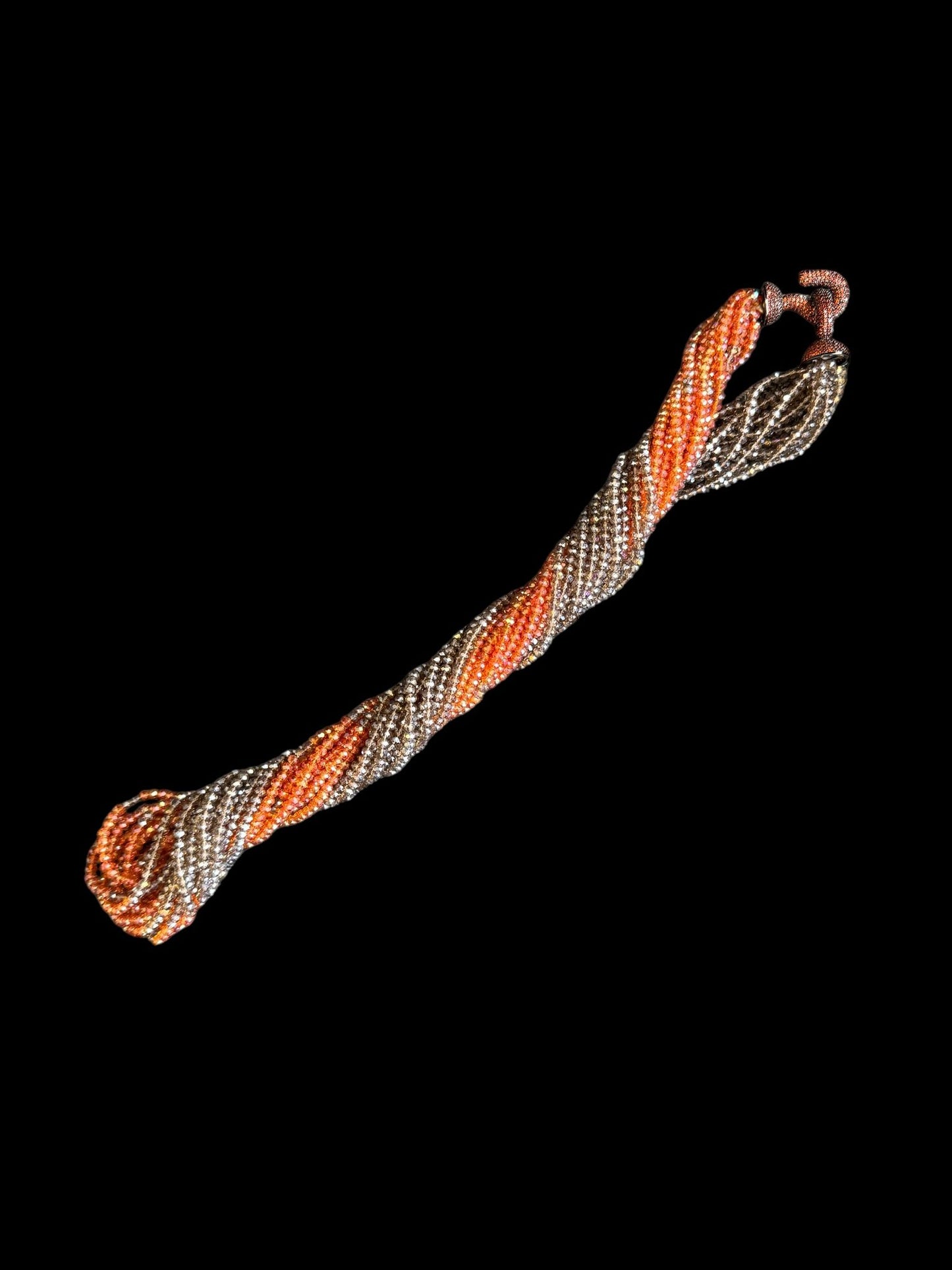 Dual Color Crystal with Question Mark Hook Pendant Clasp Necklace Orange