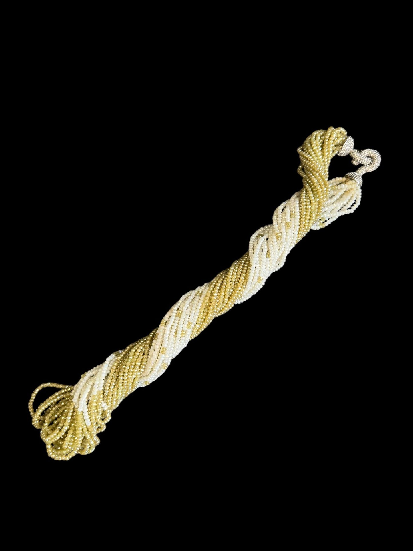 Dual Color Crystal with Question Mark Hook Pendant Clasp Necklace White