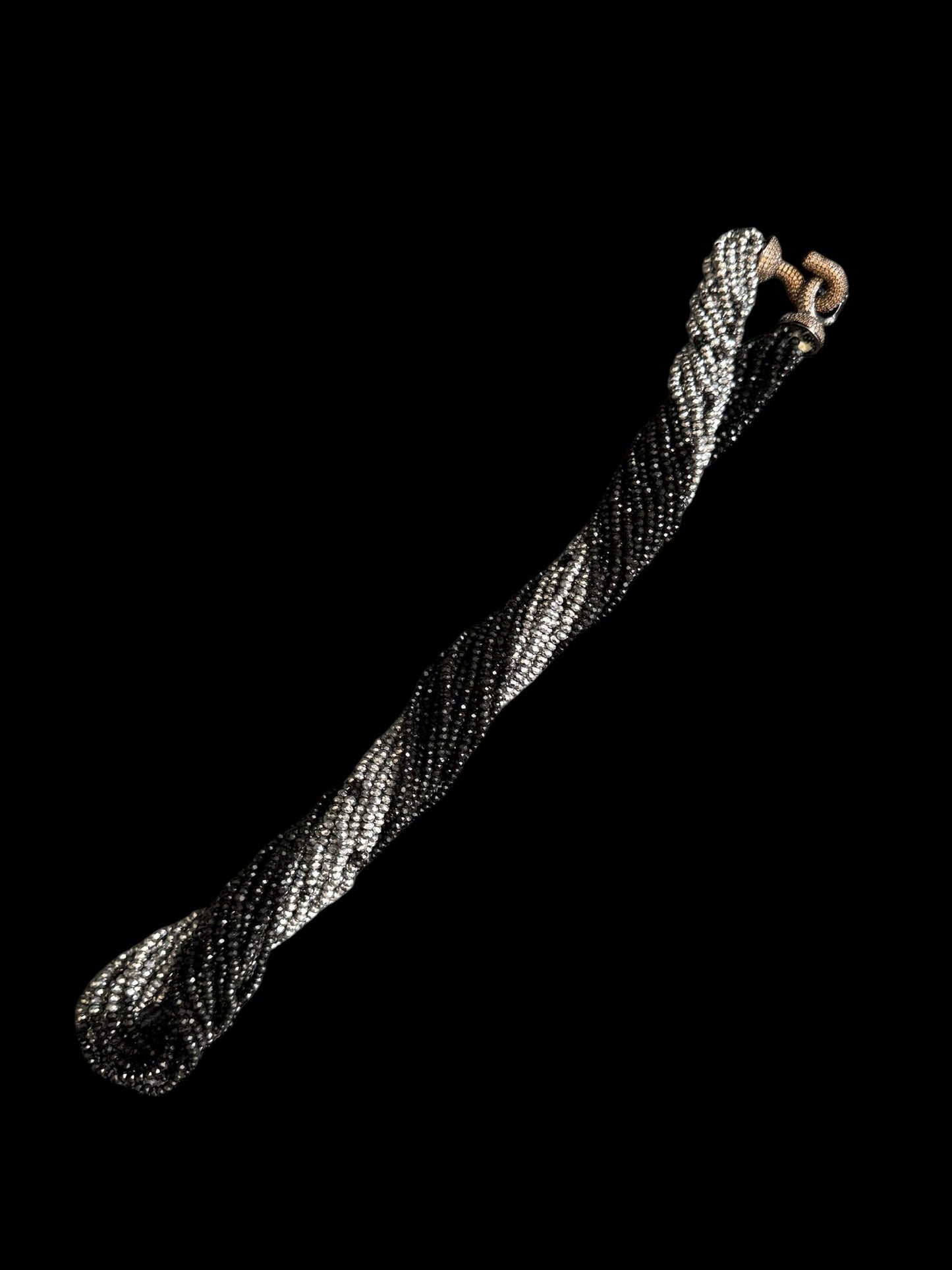 Dual Color Crystal with Question Mark Hook Pendant Clasp Necklace Silver