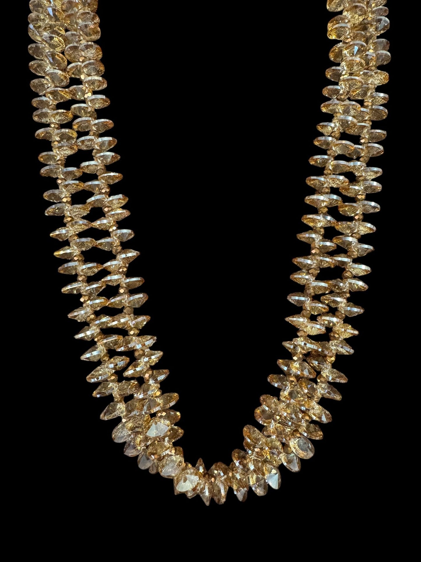 Disc Shaped 2 Layered Crystal Necklace