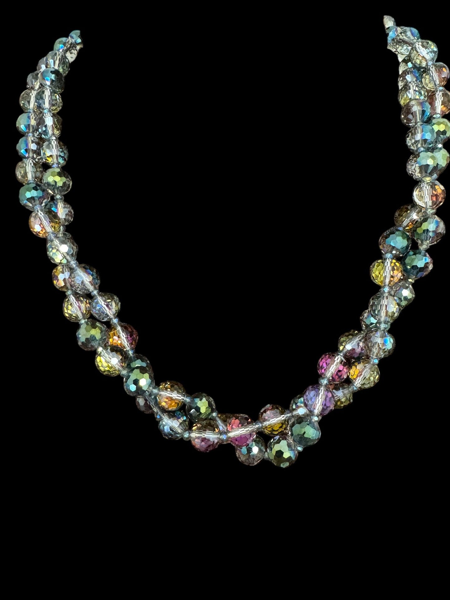 Multicolor Small Faceted Crystal 2 Layer Necklace