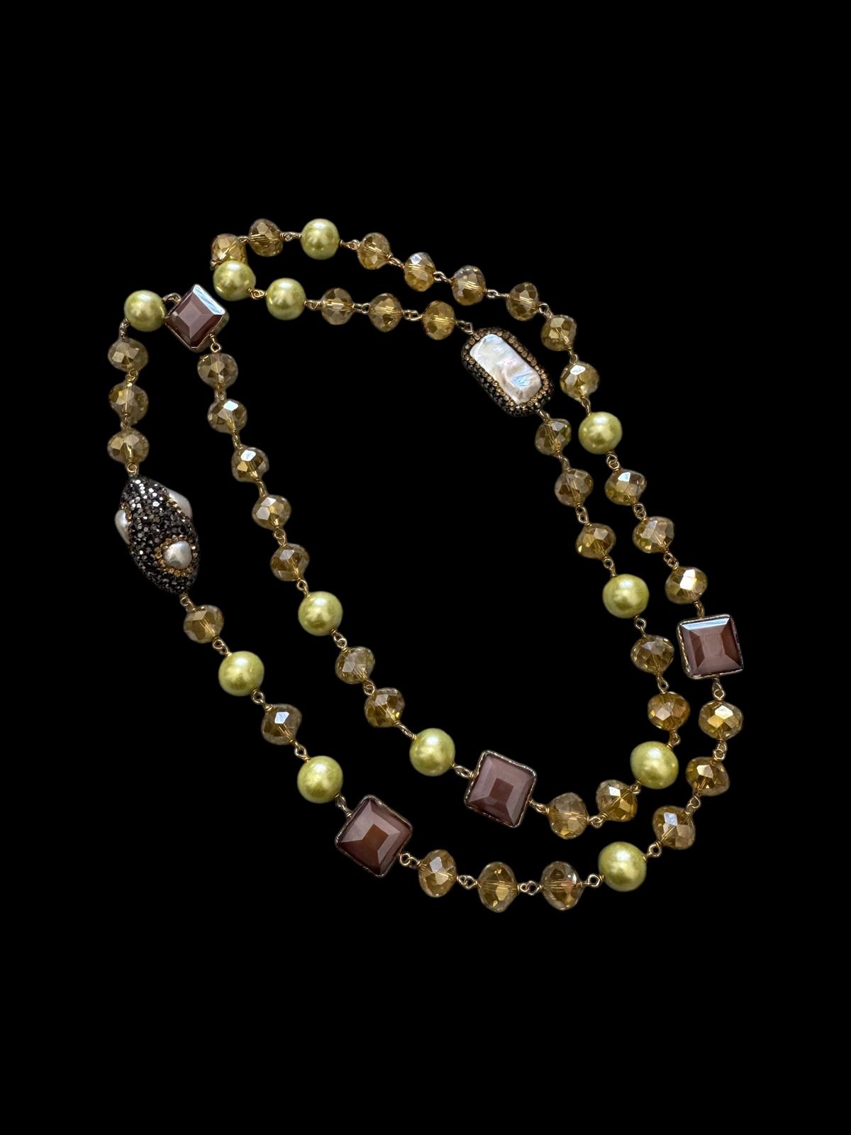 Wire Knotted with Turkish Elements Crystal Necklace Yellow