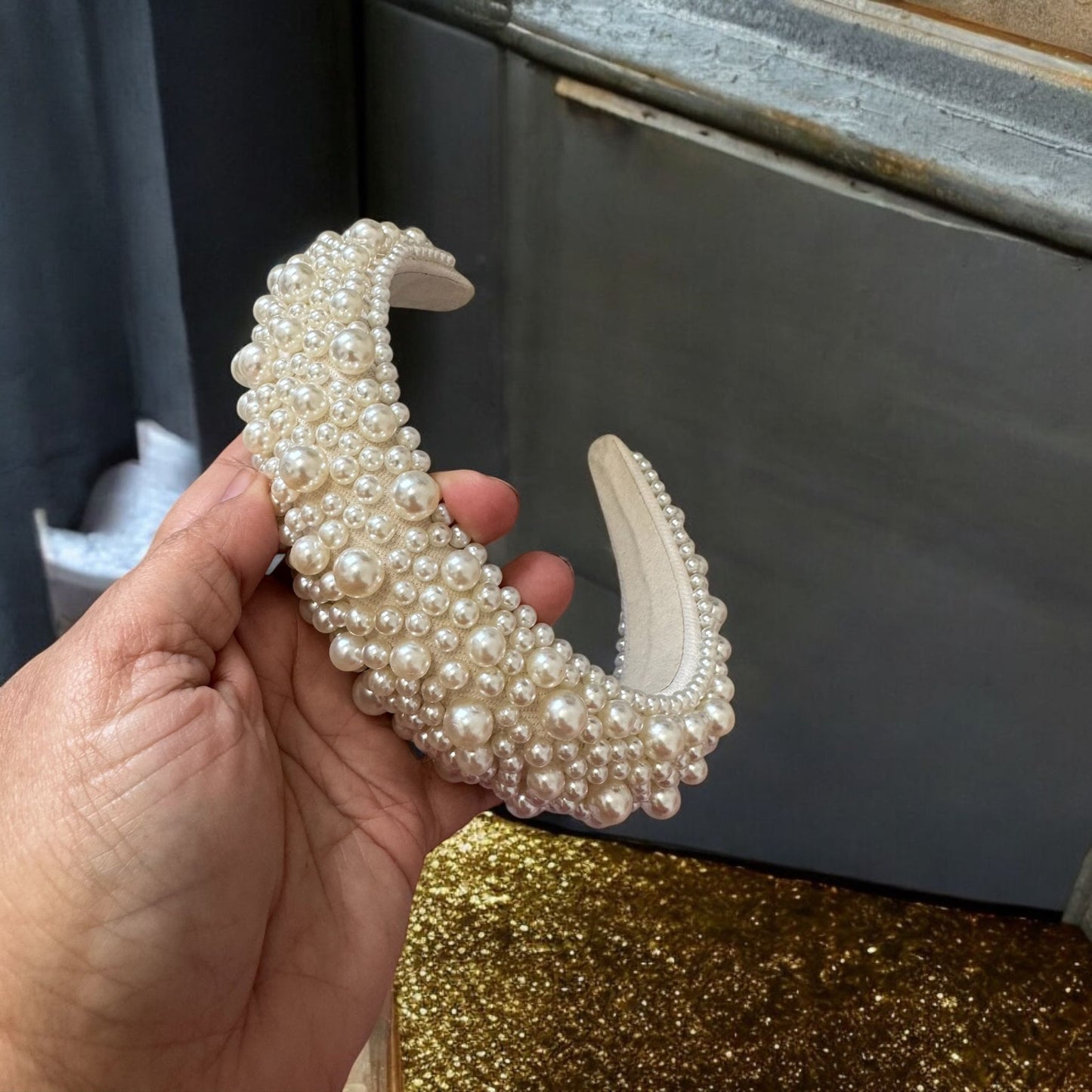 2"Inch Quilted and Padded Pearl Decorative Headband