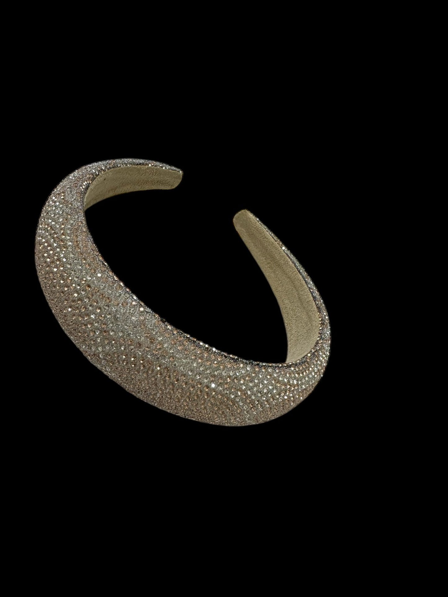2" Inch Geometric Pattern Rhinestone Padded Crystal Headband Gold