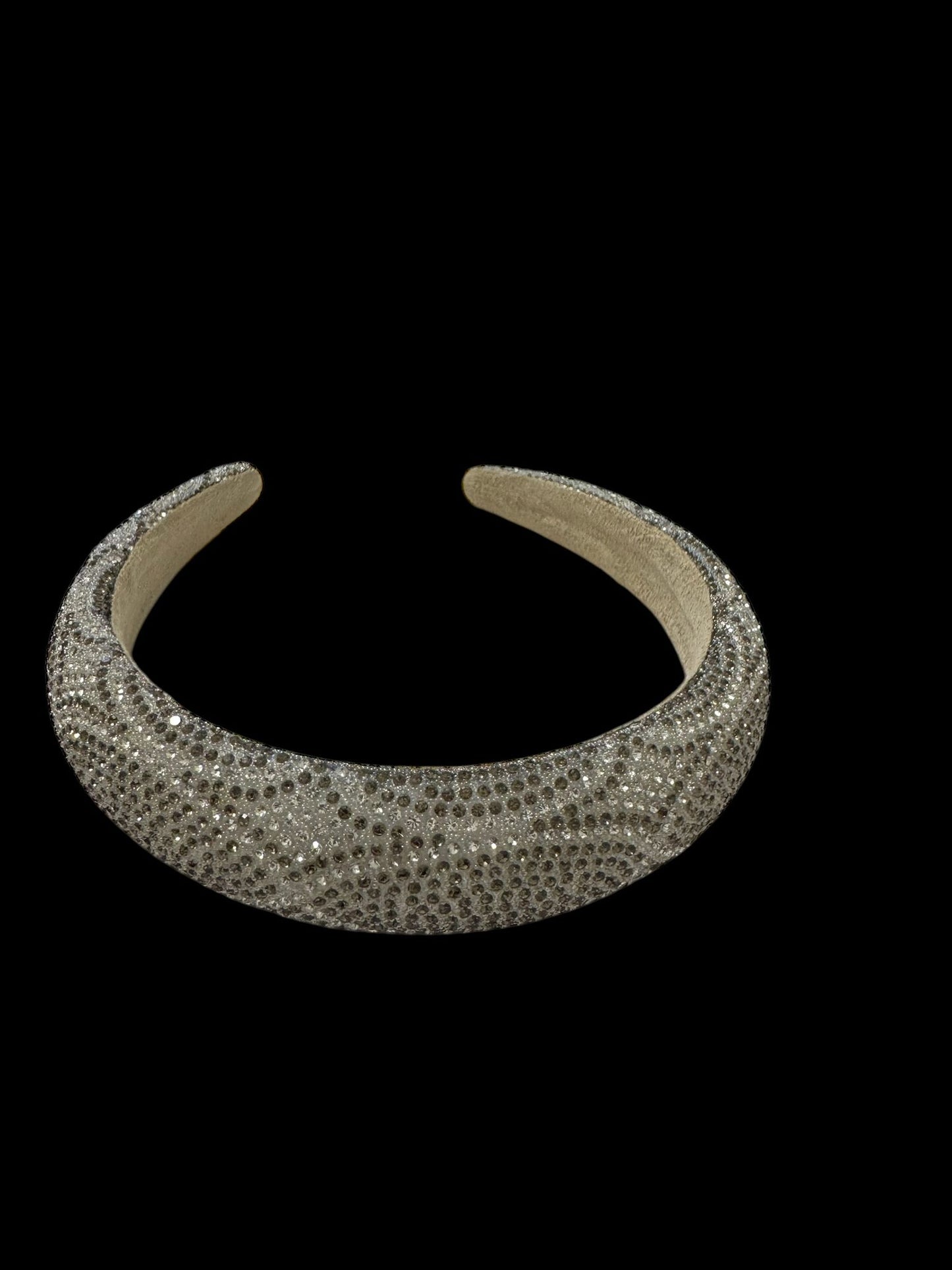 2" Inch Geometric Pattern Rhinestone Padded Crystal Headband Gray