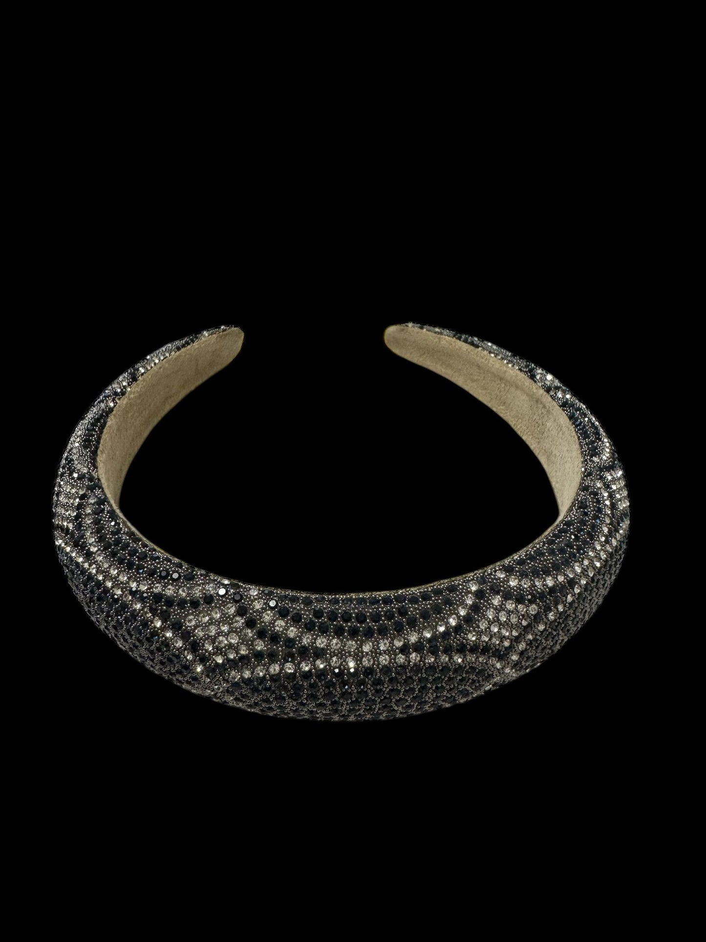2" Inch Geometric Pattern Rhinestone Padded Crystal Headband Blue