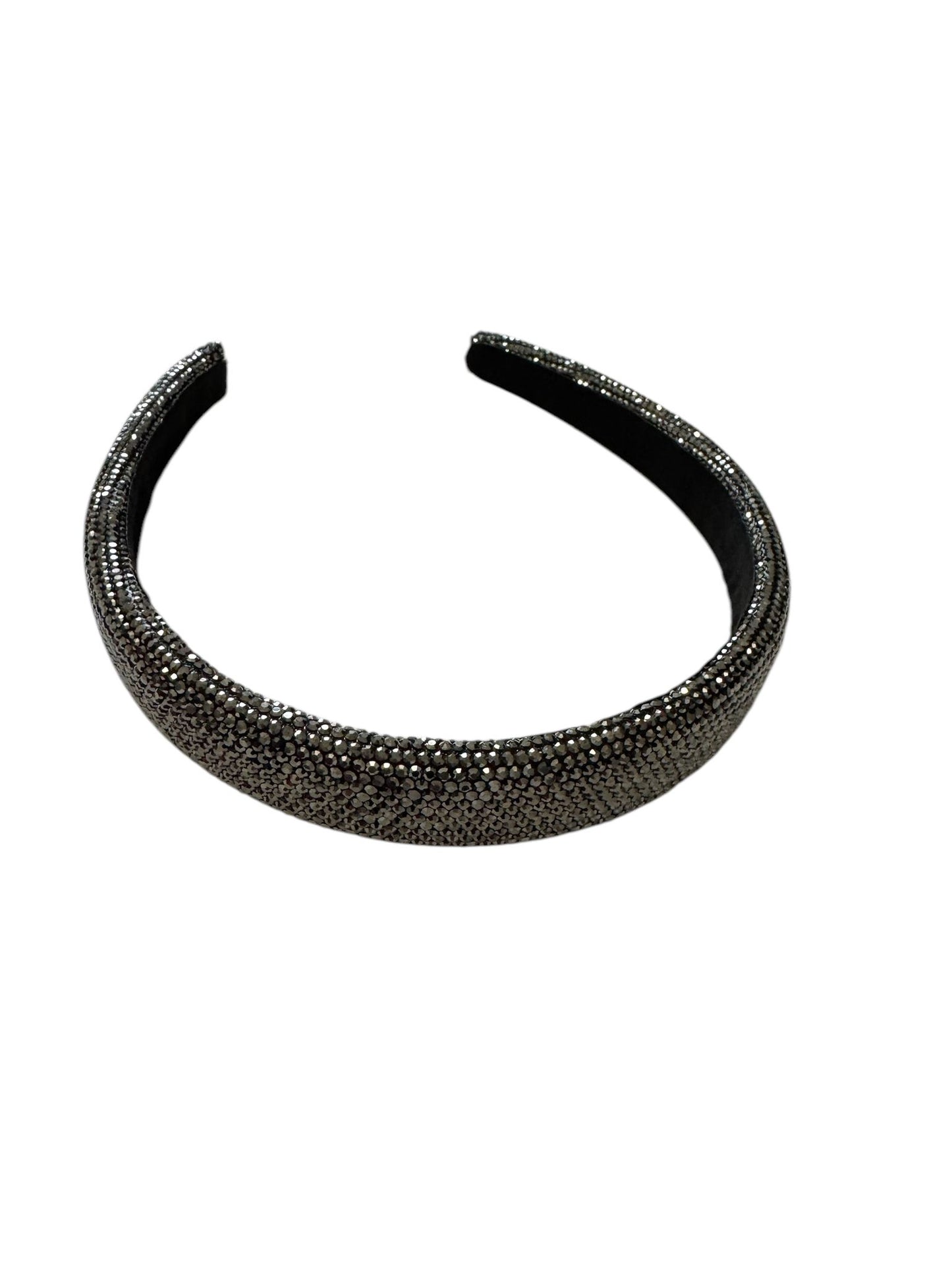 1" Inch Rhinestone Crystal Padded Headband Gray